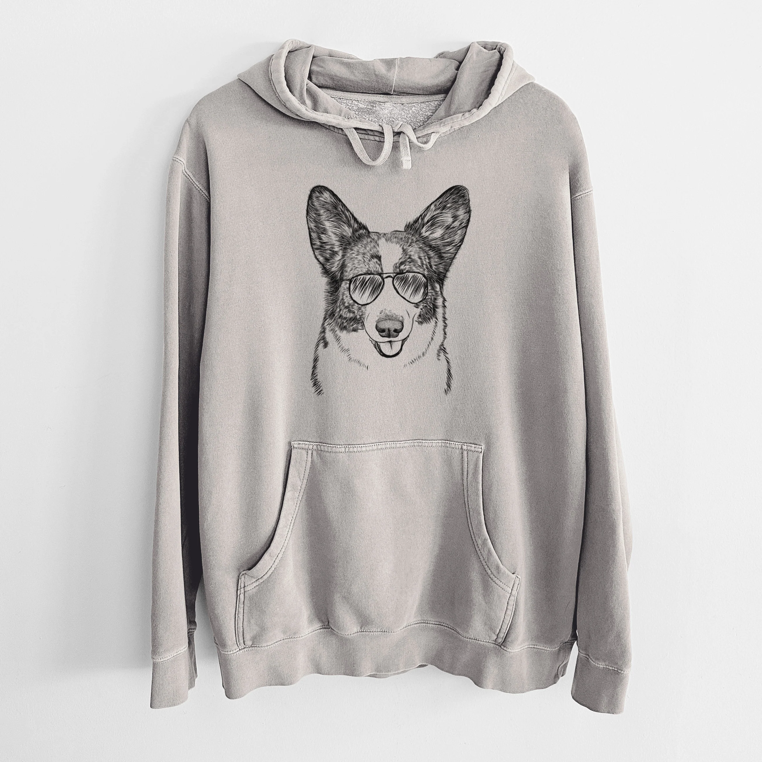 Aviator Gabby the Cardigan Welsh Corgi - Unisex Pigment Dyed Hoodie - Image 5