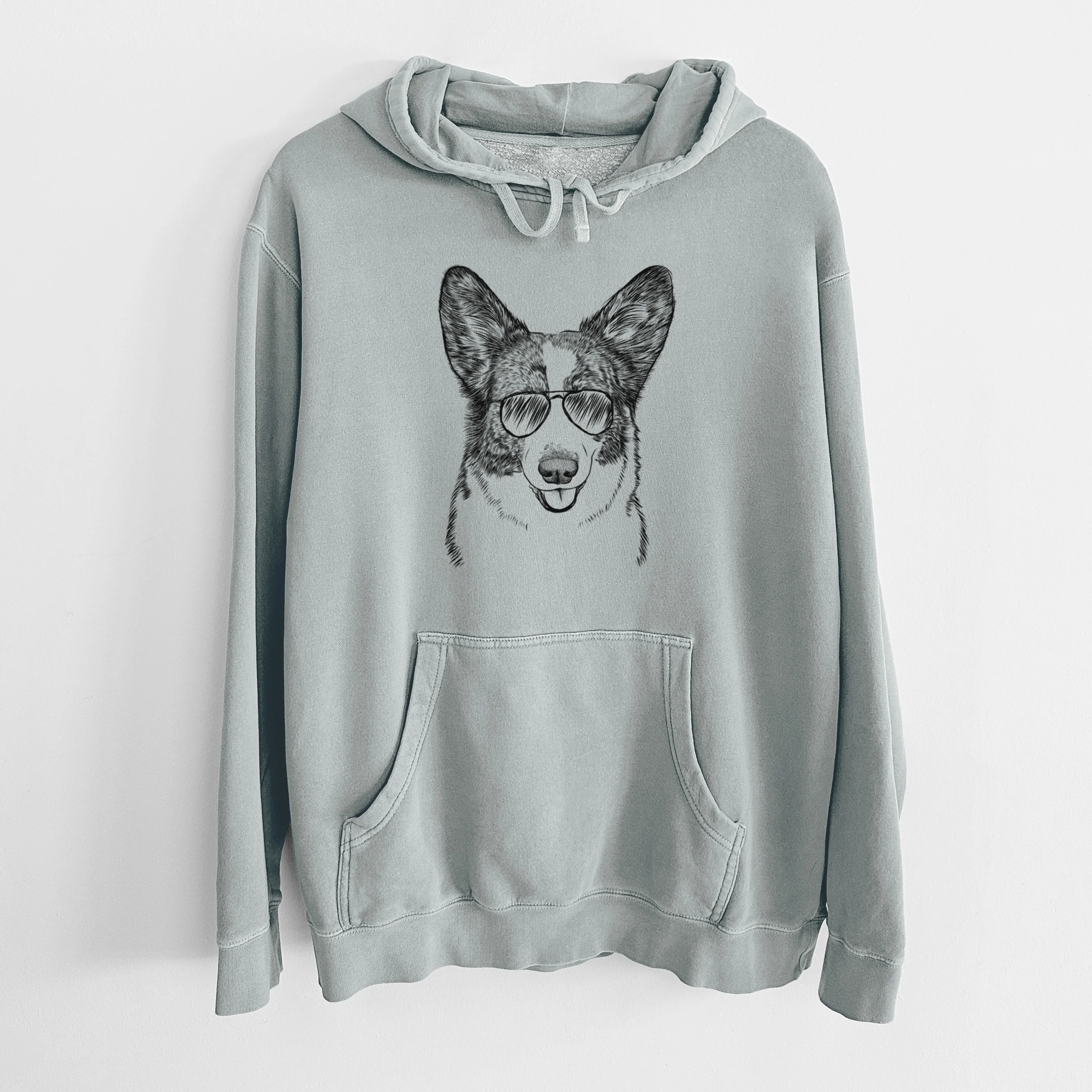 Aviator Gabby the Cardigan Welsh Corgi - Unisex Pigment Dyed Hoodie - Image 7
