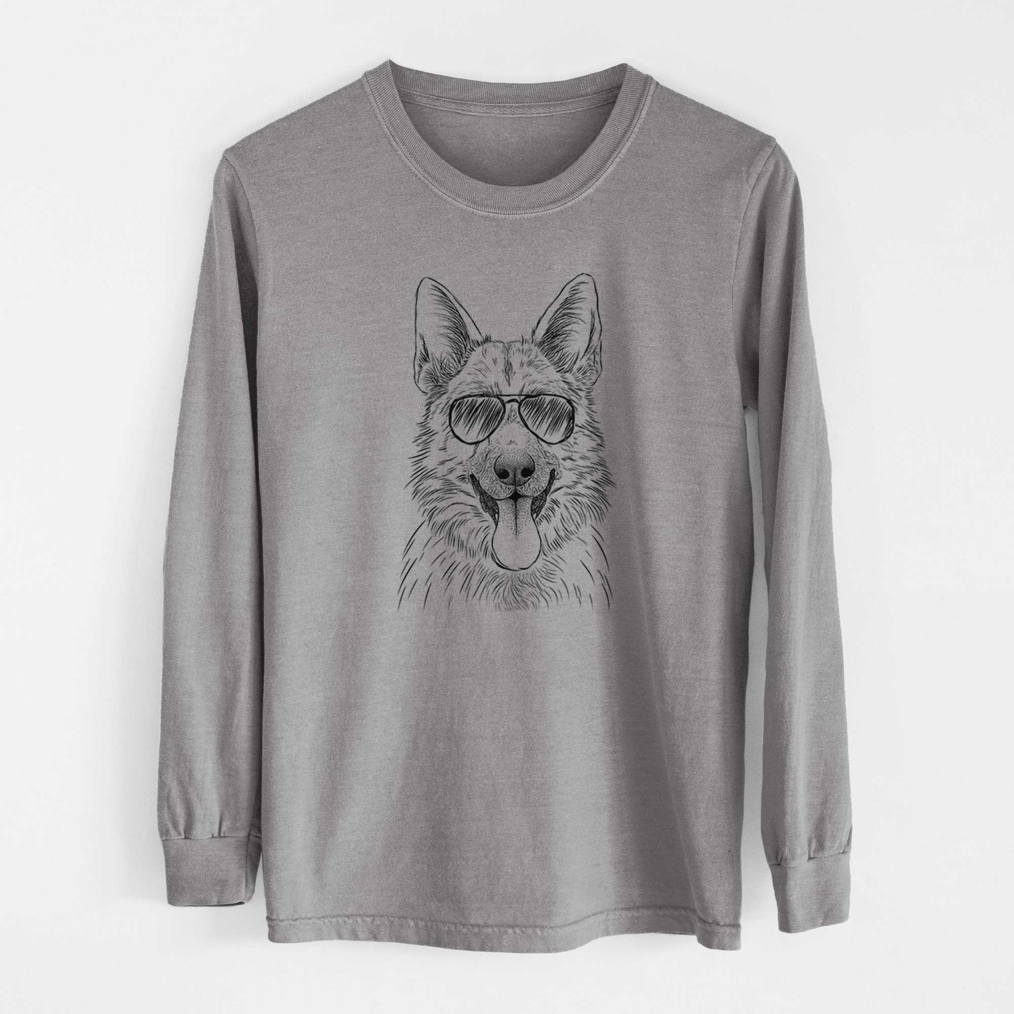 Aviator Grace the German Shepherd - Men's Heavyweight 100% Cotton Long Sleeve - Image 7