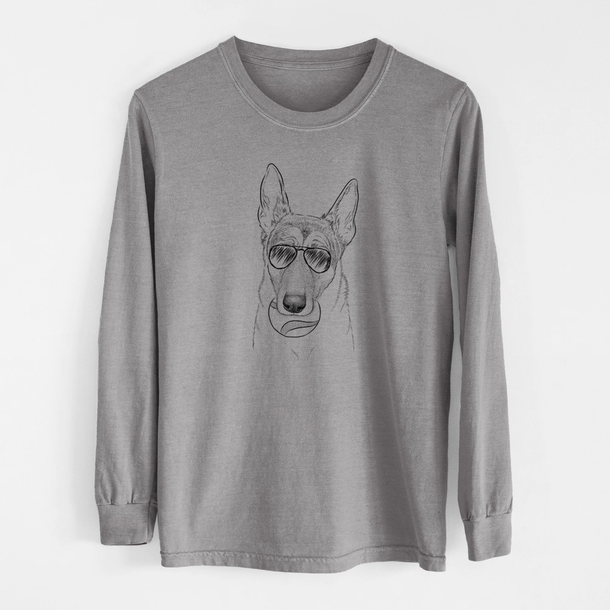 Aviator Greta the German Shepherd - Men's Heavyweight 100% Cotton Long Sleeve - Image 6