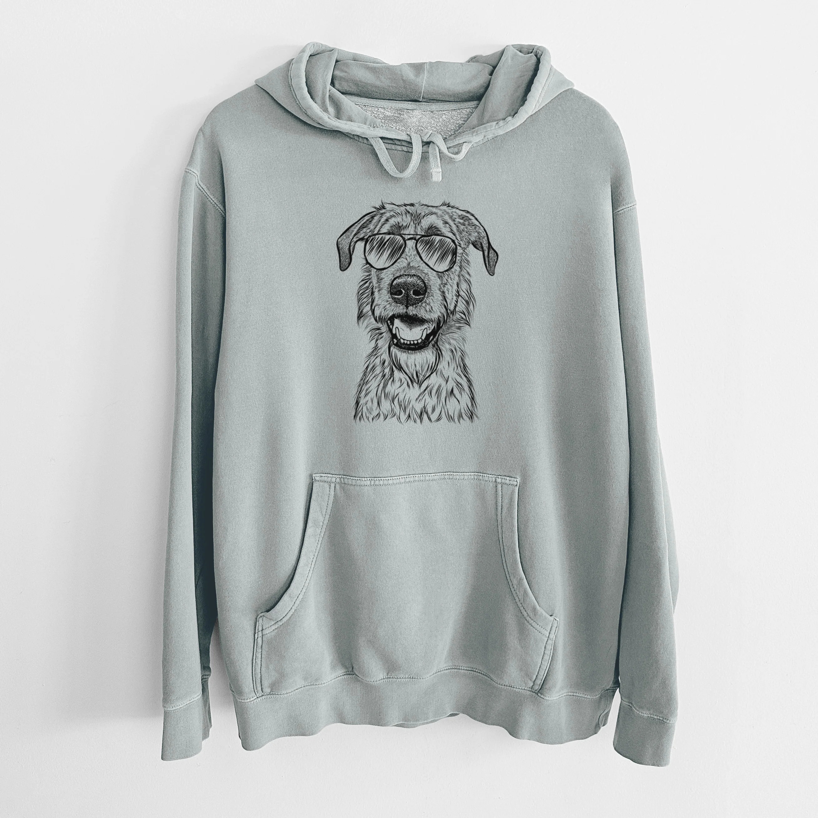 Aviator Griffin the Irish Wolfhound - Unisex Pigment Dyed Hoodie - Image 7