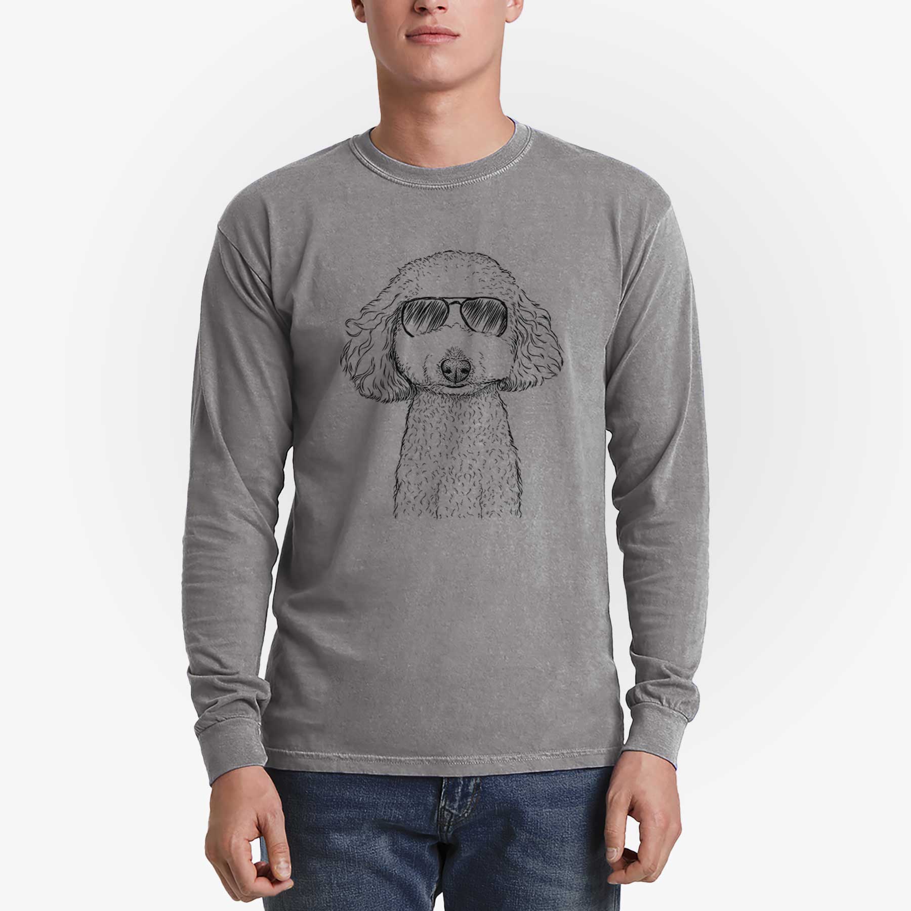 Aviator Guinness the Toy Poodle Mix - Men's Heavyweight 100% Cotton Long Sleeve - Image 5