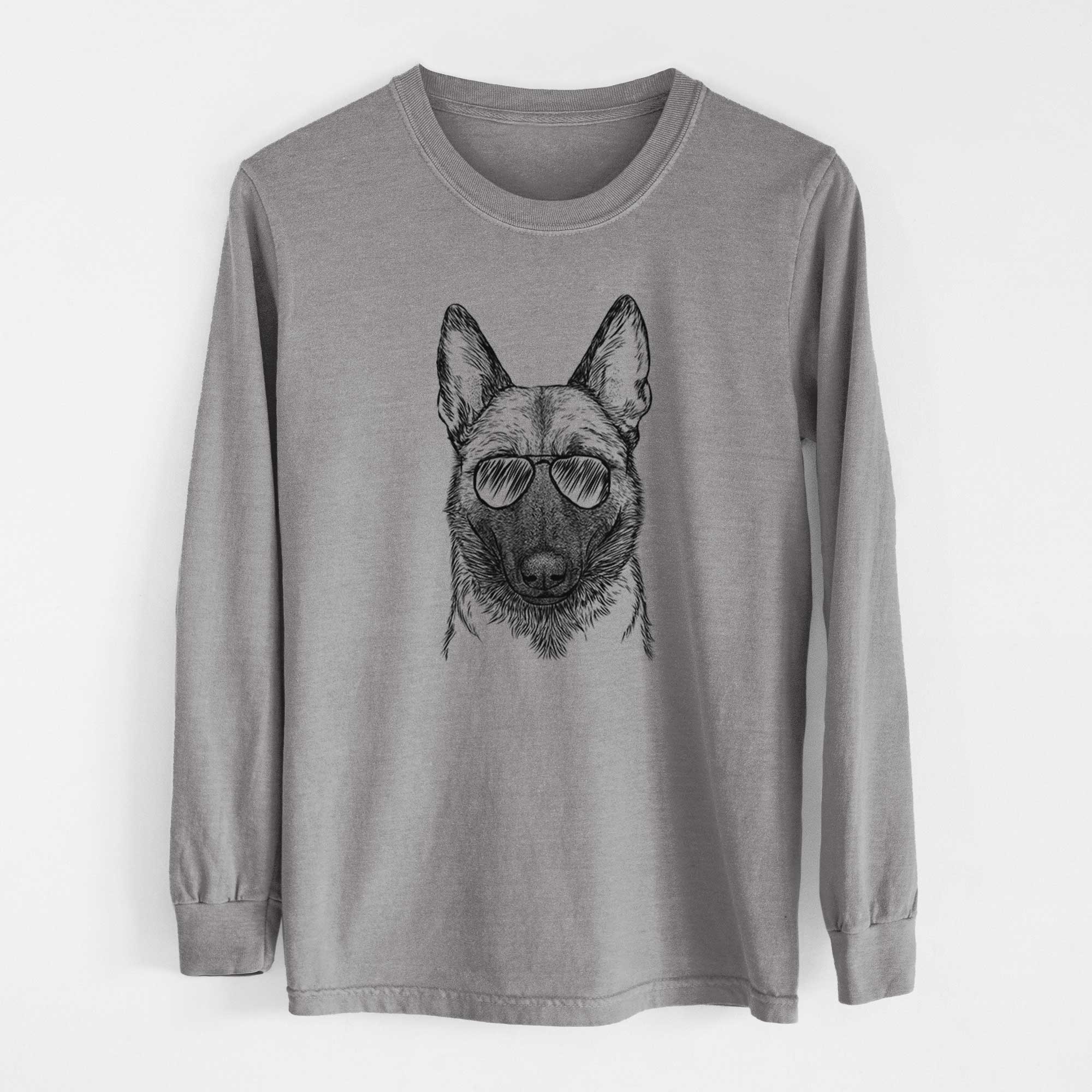 Aviator Gunther the Belgian Malinois - Men's Heavyweight 100% Cotton Long Sleeve - Image 7