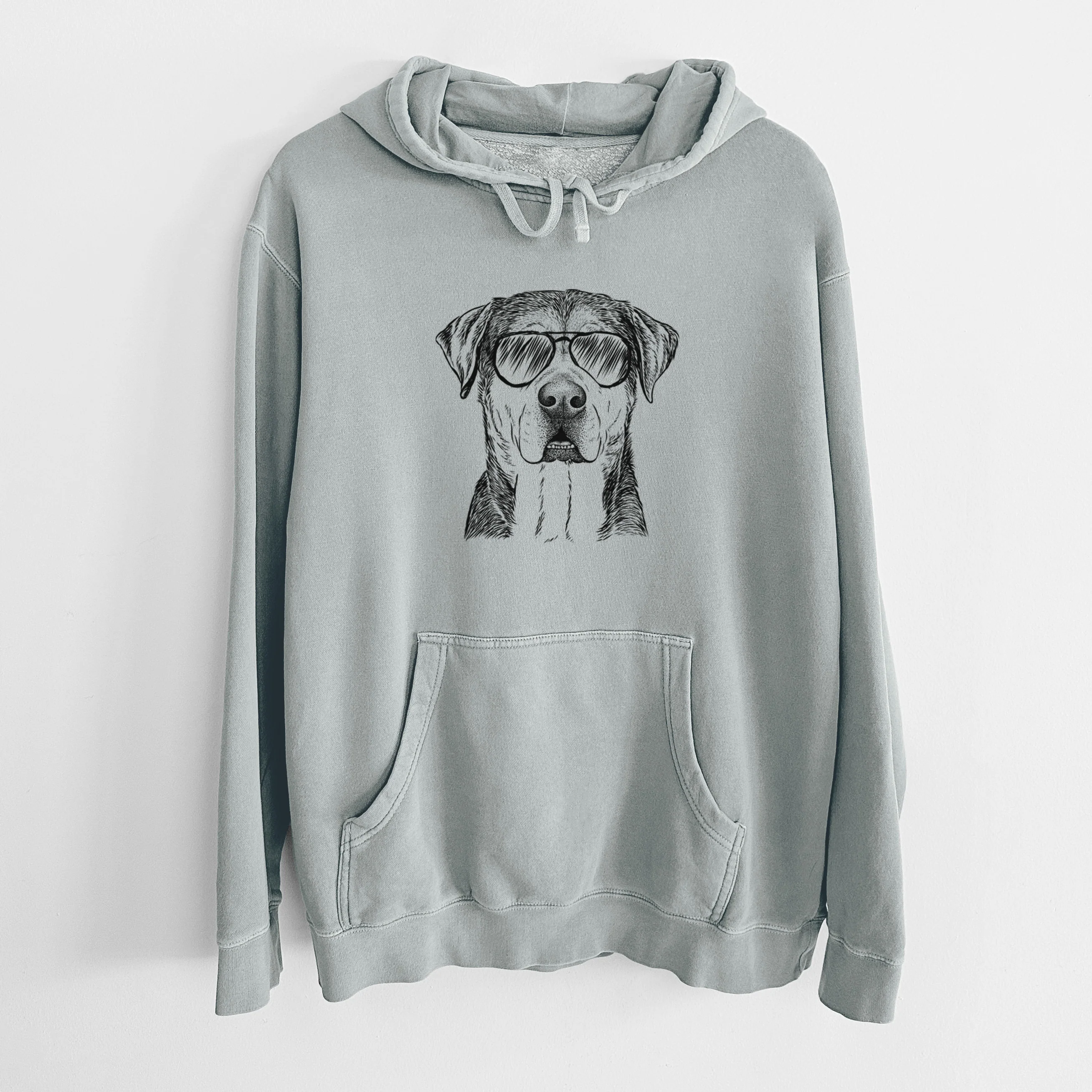 Aviator Gus the Rottweiler Mix - Unisex Pigment Dyed Hoodie - Image 7