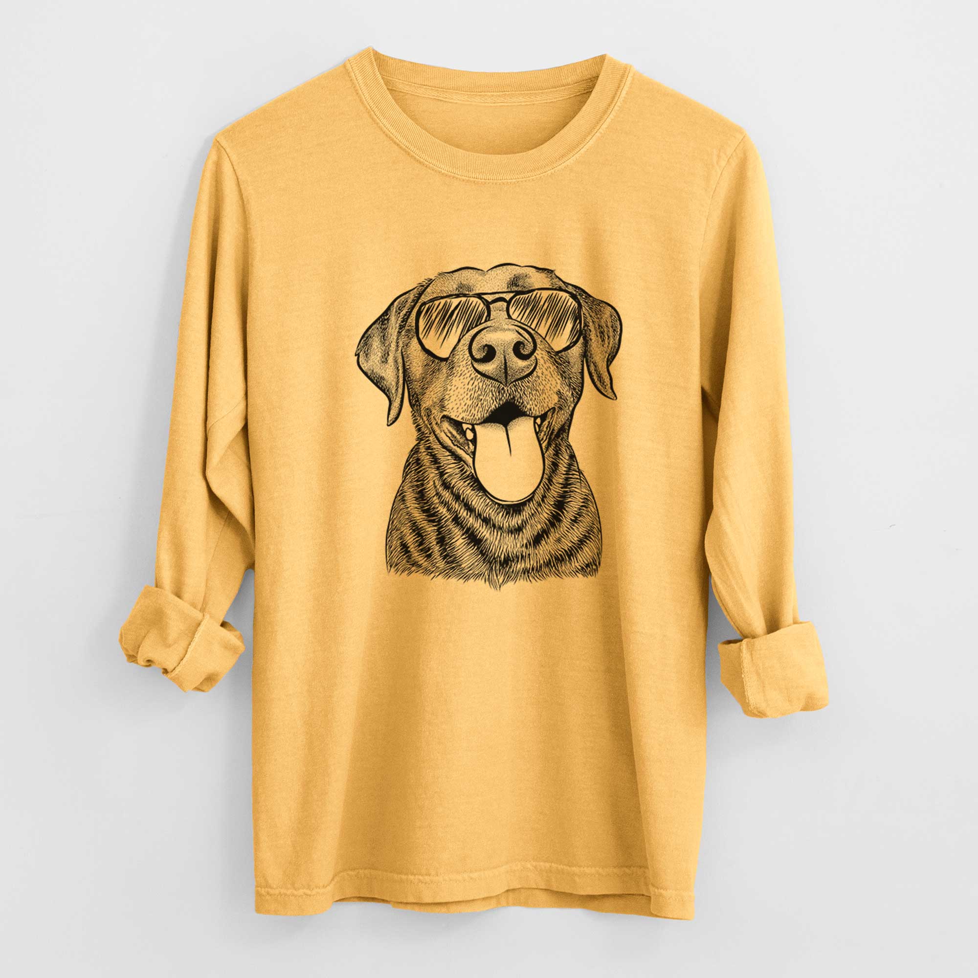 Aviator Gwen the Labrador Retriever - Men's Heavyweight 100% Cotton Long Sleeve - Image 3