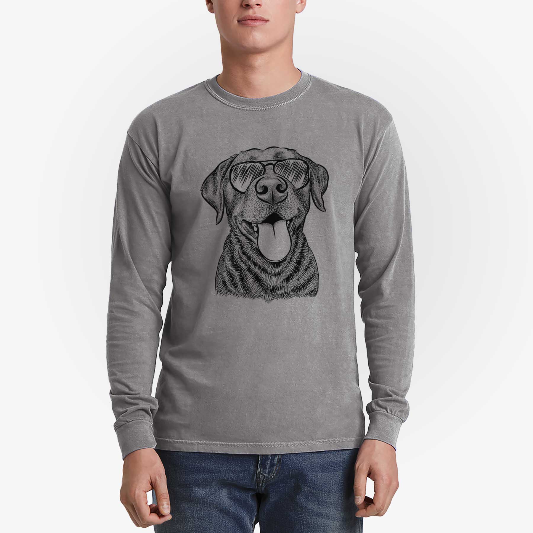 Aviator Gwen the Labrador Retriever - Men's Heavyweight 100% Cotton Long Sleeve - Image 5