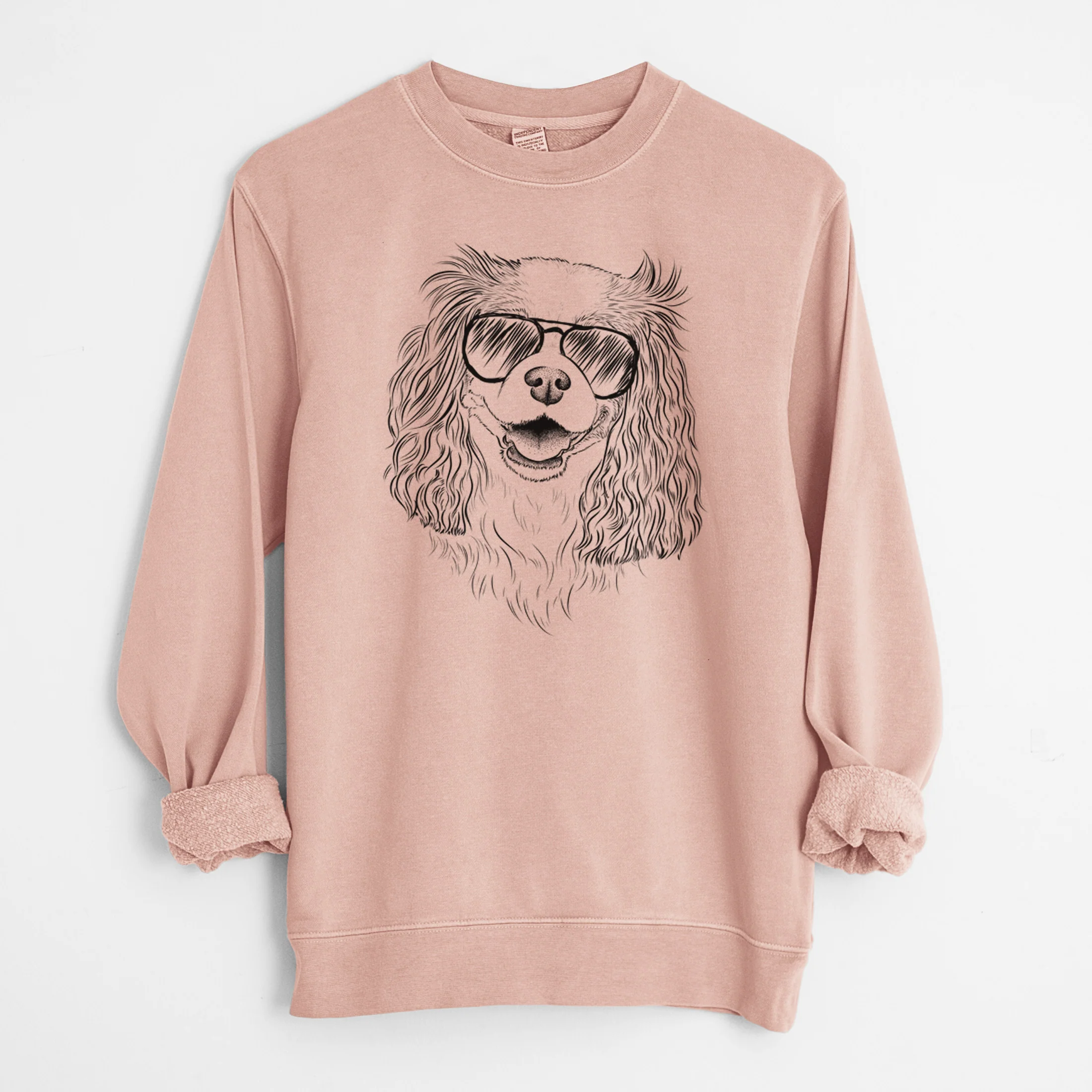Aviator Halley Comet the Cavalier King Charles Spaniel - Unisex Pigment Dyed Crew Sweatshirt - Image 7
