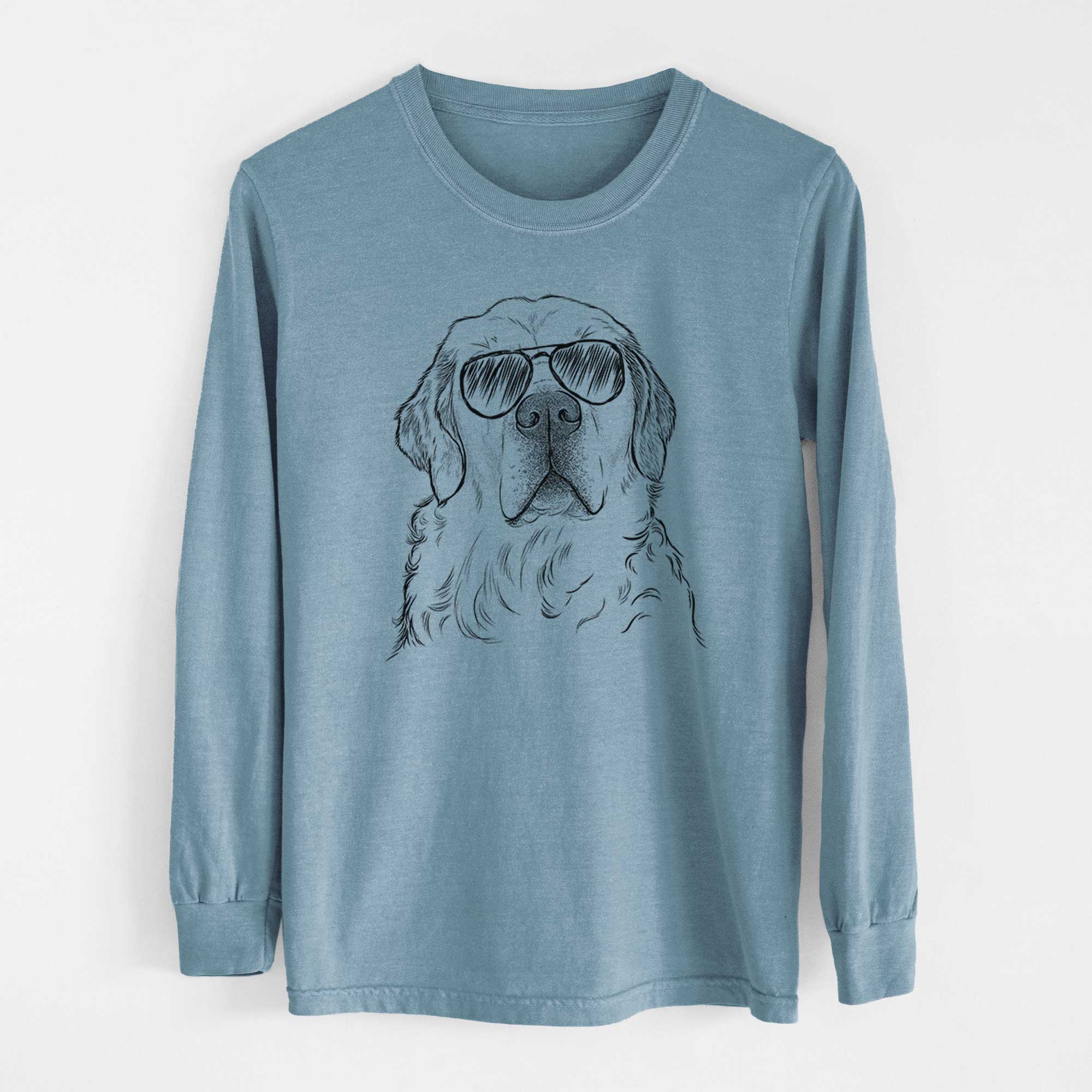Aviator Hank the Irish Cream Golden Retriever - Men's Heavyweight 100% Cotton Long Sleeve - Image 8
