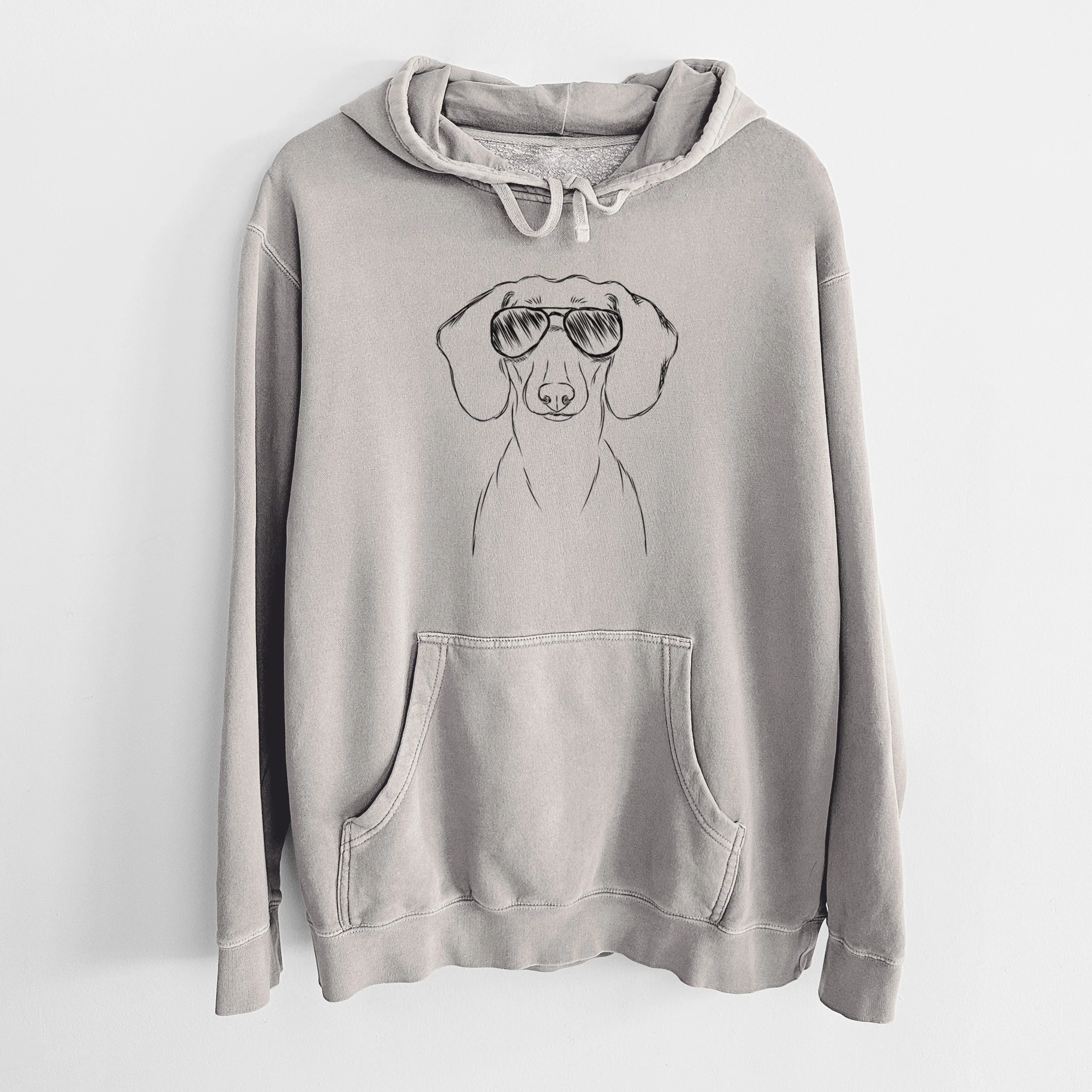 Aviator Hans the Dachshund - Unisex Pigment Dyed Hoodie - Image 5