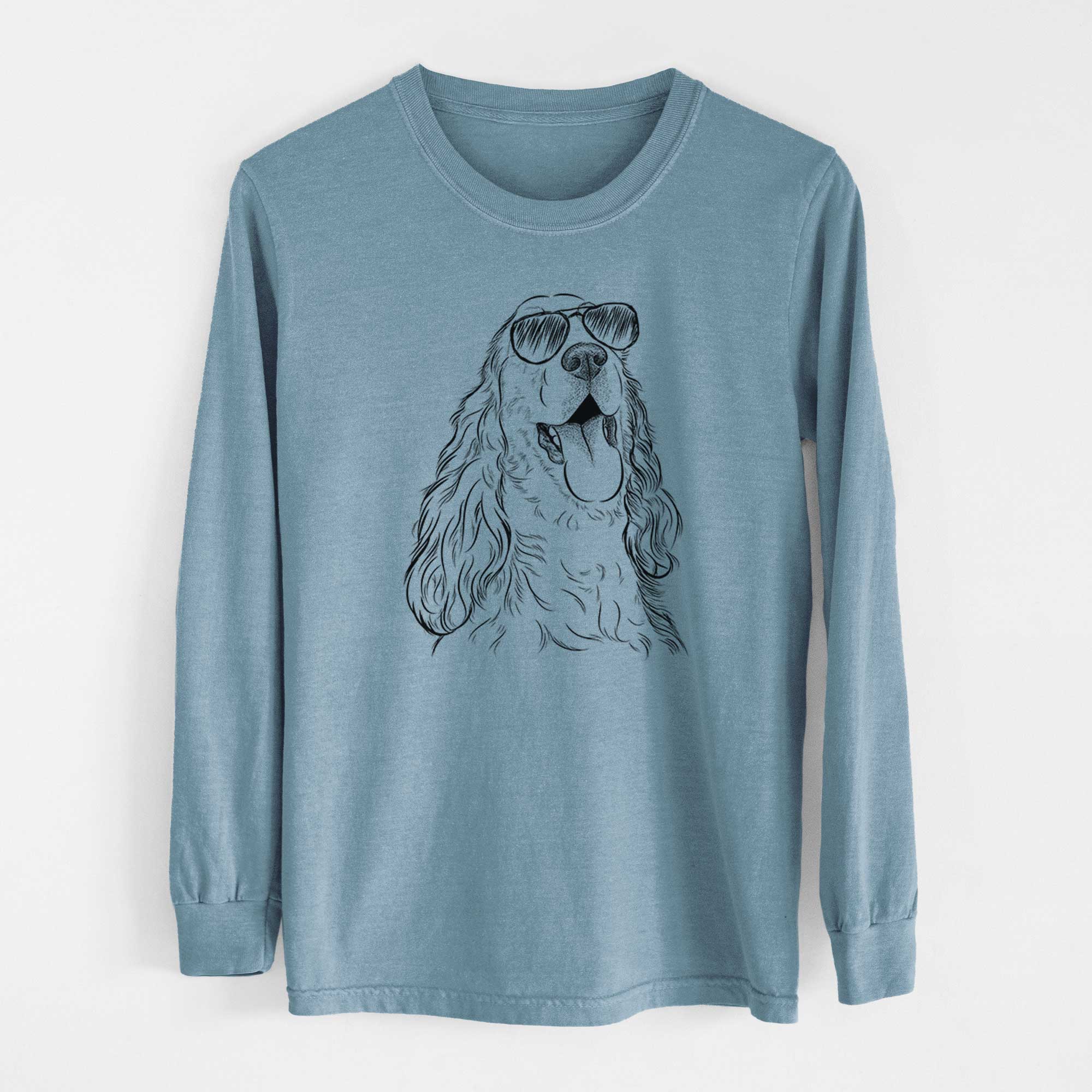 Aviator Happy Henry the English Cocker Spaniel - Men's Heavyweight 100% Cotton Long Sleeve - Image 8