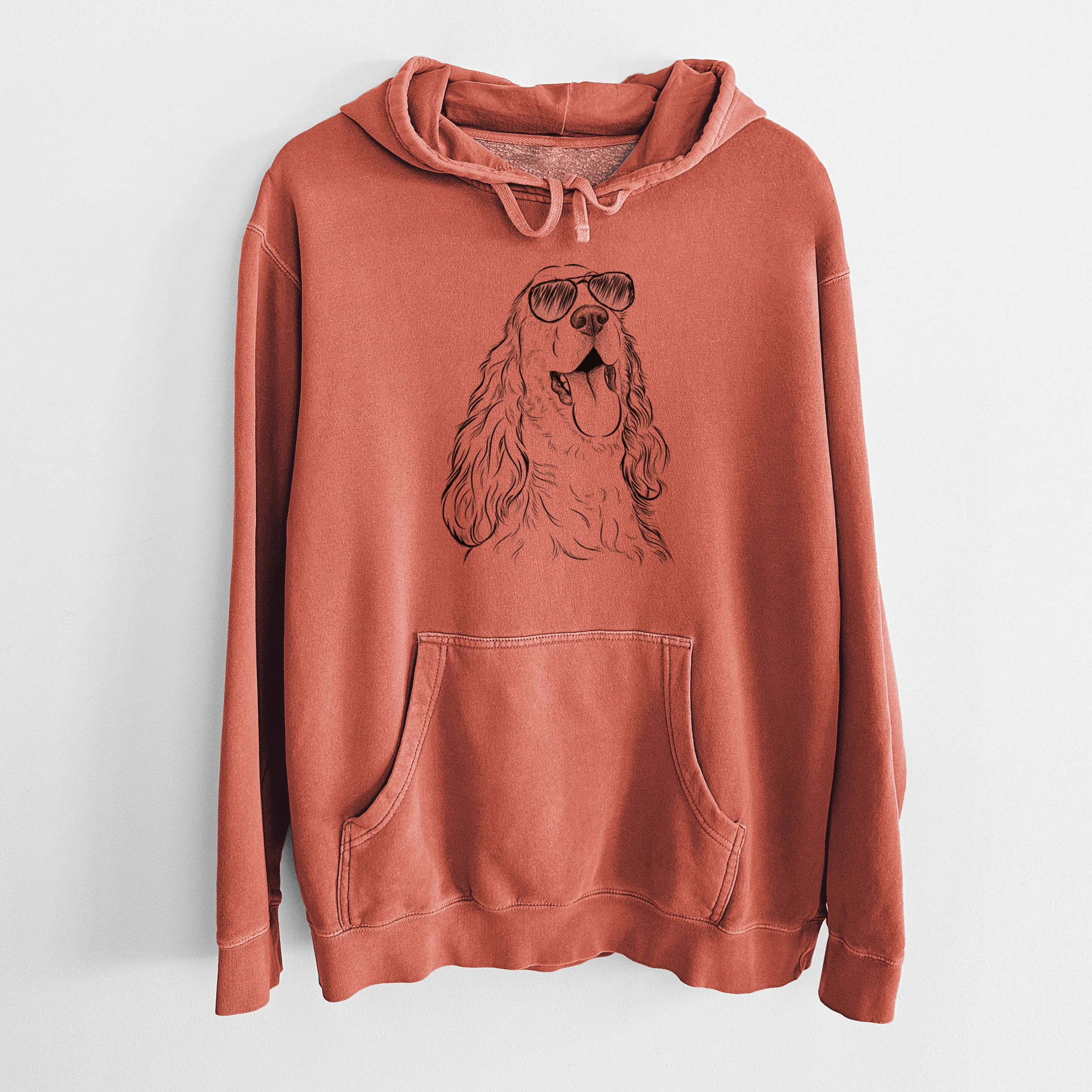 Aviator Happy Henry the English Cocker Spaniel - Unisex Pigment Dyed Hoodie - Image 8
