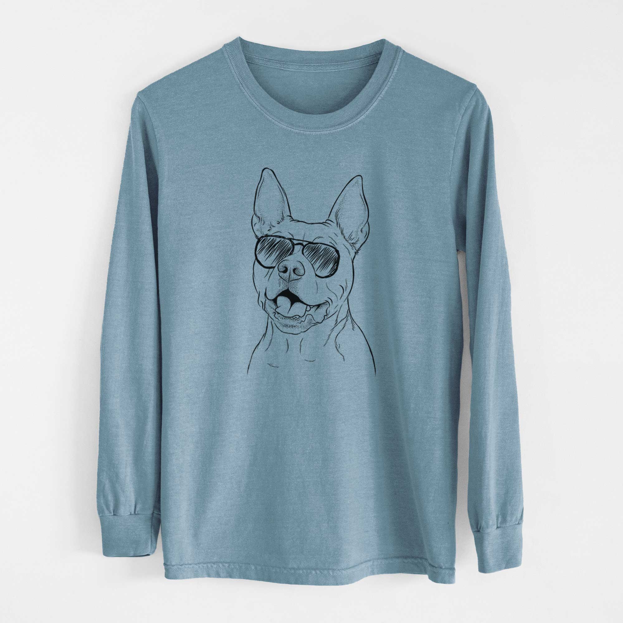 Aviator Harley the Pitbull - Men's Heavyweight 100% Cotton Long Sleeve - Image 8