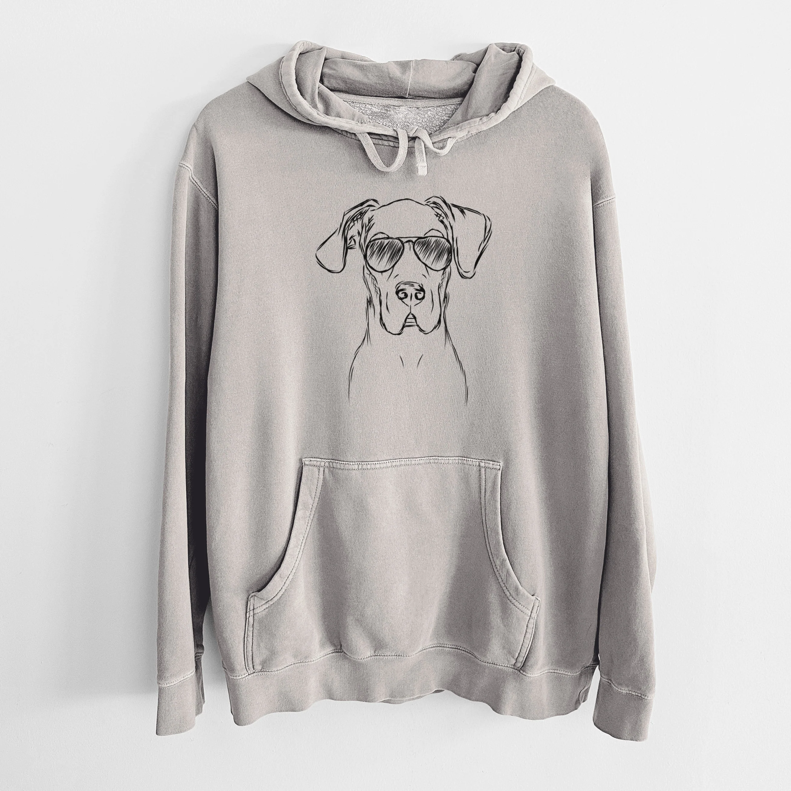 Aviator Harvey the Great Dane - Unisex Pigment Dyed Hoodie - Image 5