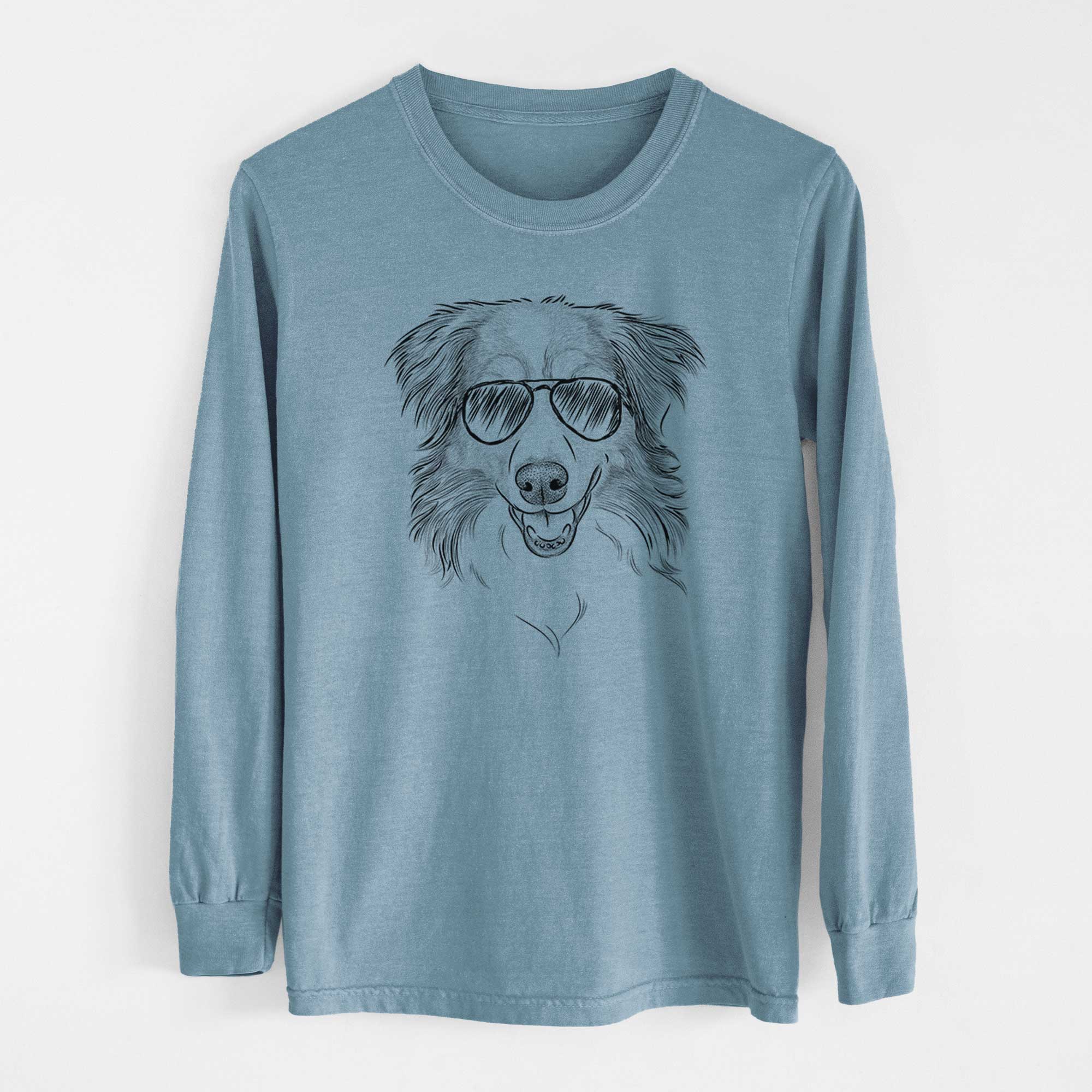 Aviator Hattie the Australian Shepherd - Men's Heavyweight 100% Cotton Long Sleeve - Image 8