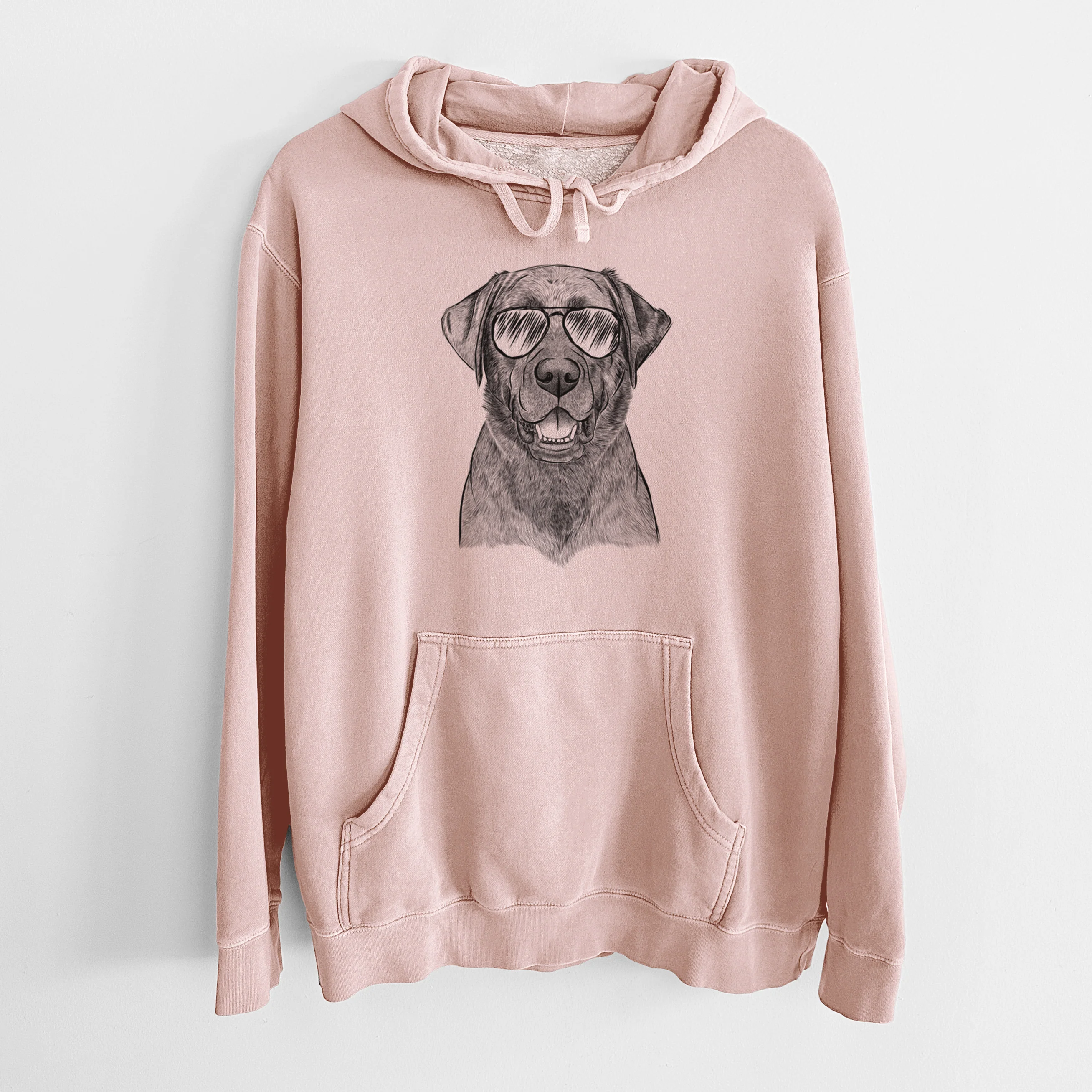 Aviator Heath the Black Lab - Unisex Pigment Dyed Hoodie - Image 6
