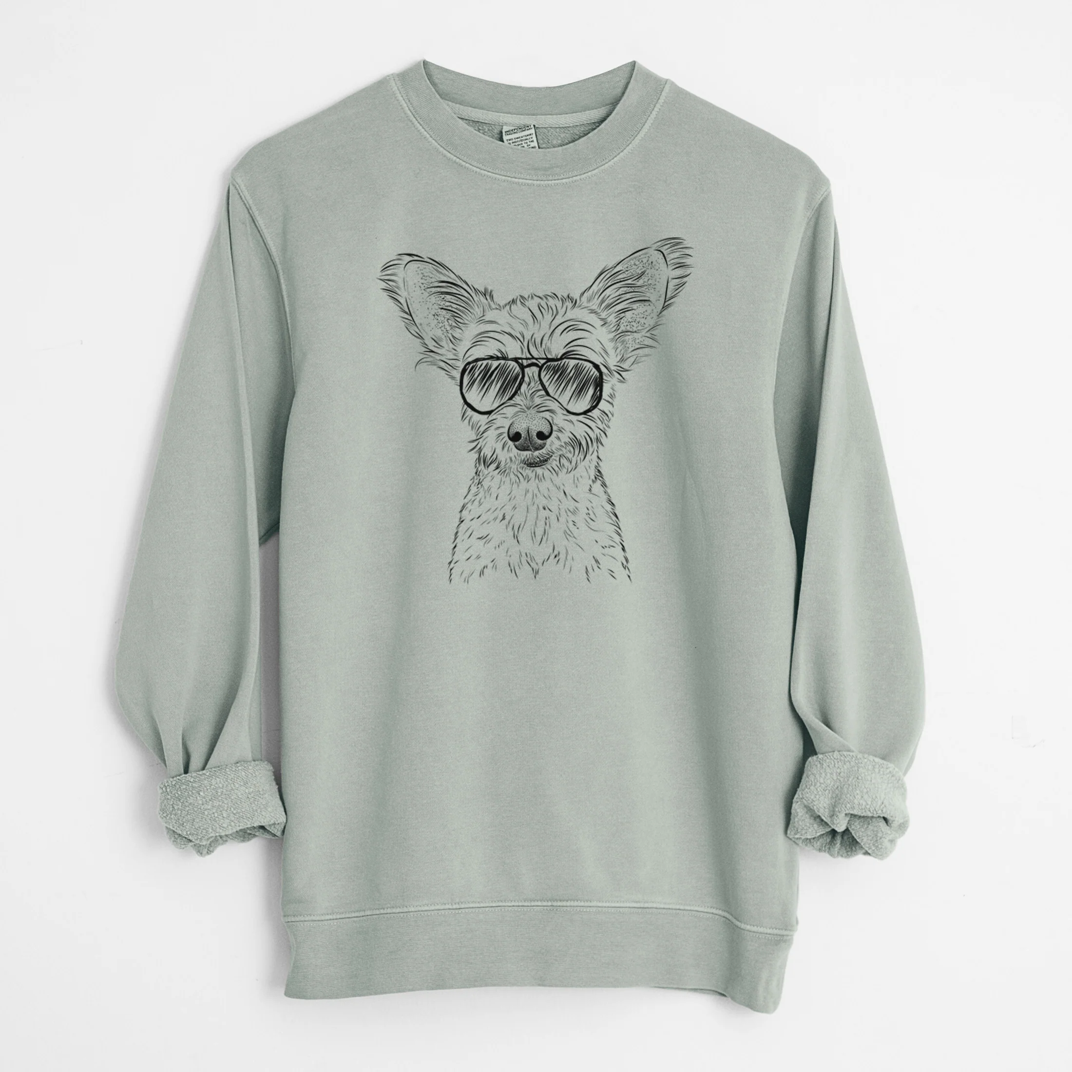 Aviator Heidi the Schnauzer Mix - Unisex Pigment Dyed Crew Sweatshirt - Image 7