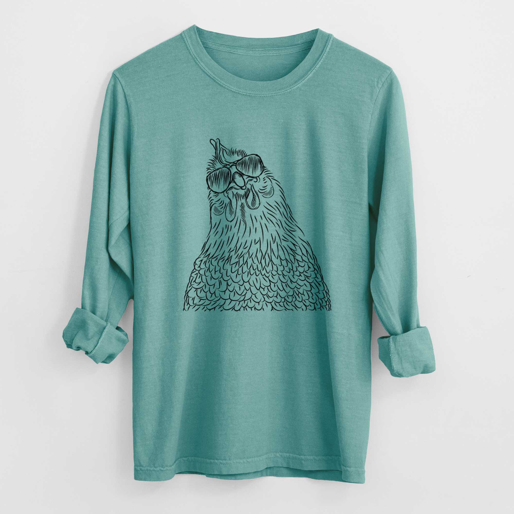 Aviator Henrietta the Chicken - Men's Heavyweight 100% Cotton Long Sleeve - Image 9