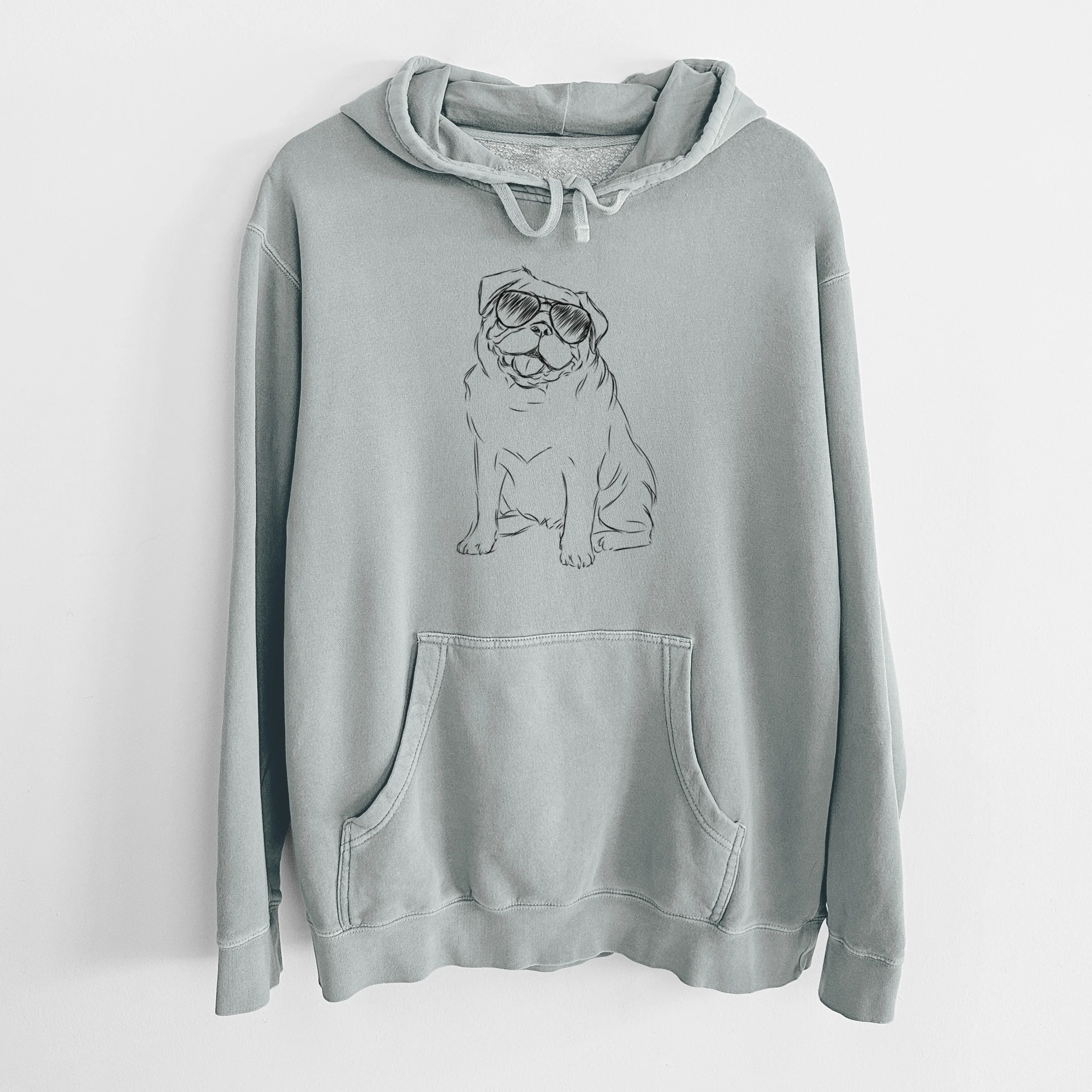 Aviator Higgins the Pug - Unisex Pigment Dyed Hoodie - Image 7