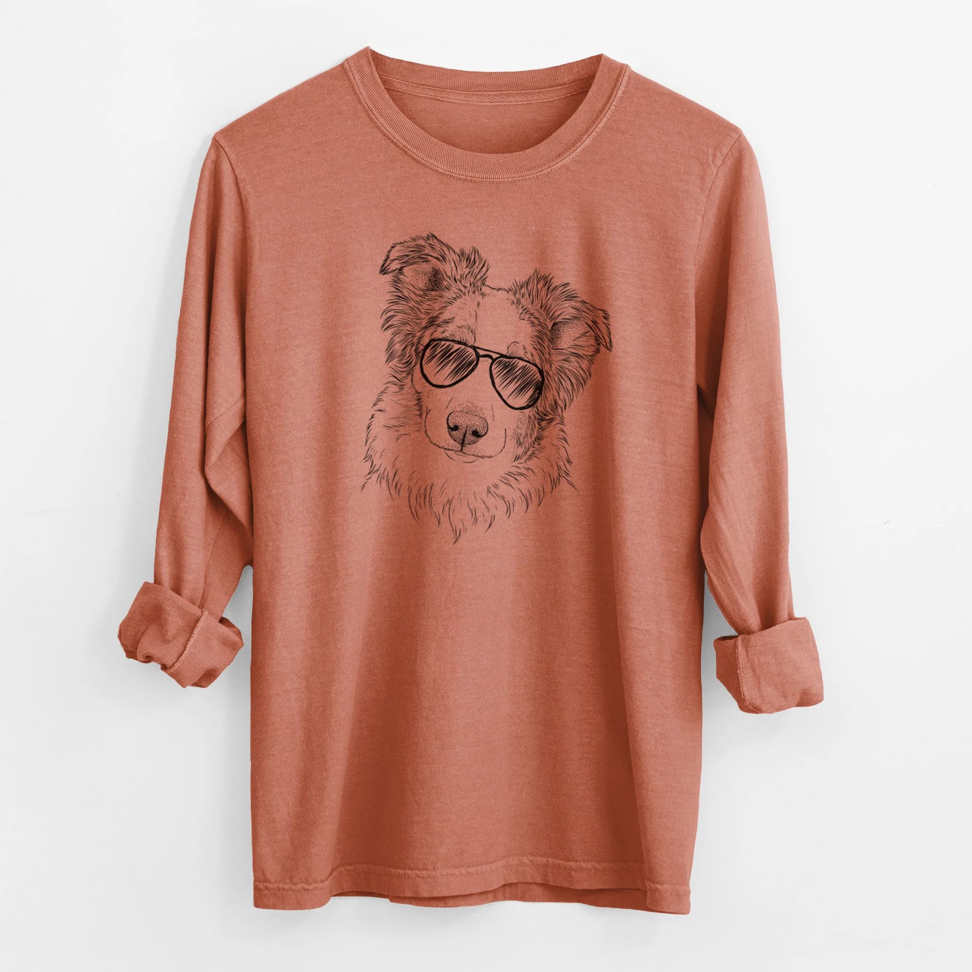 Aviator HoneyBee the Miniature Australian Shepherd - Men's Heavyweight 100% Cotton Long Sleeve - Image 14