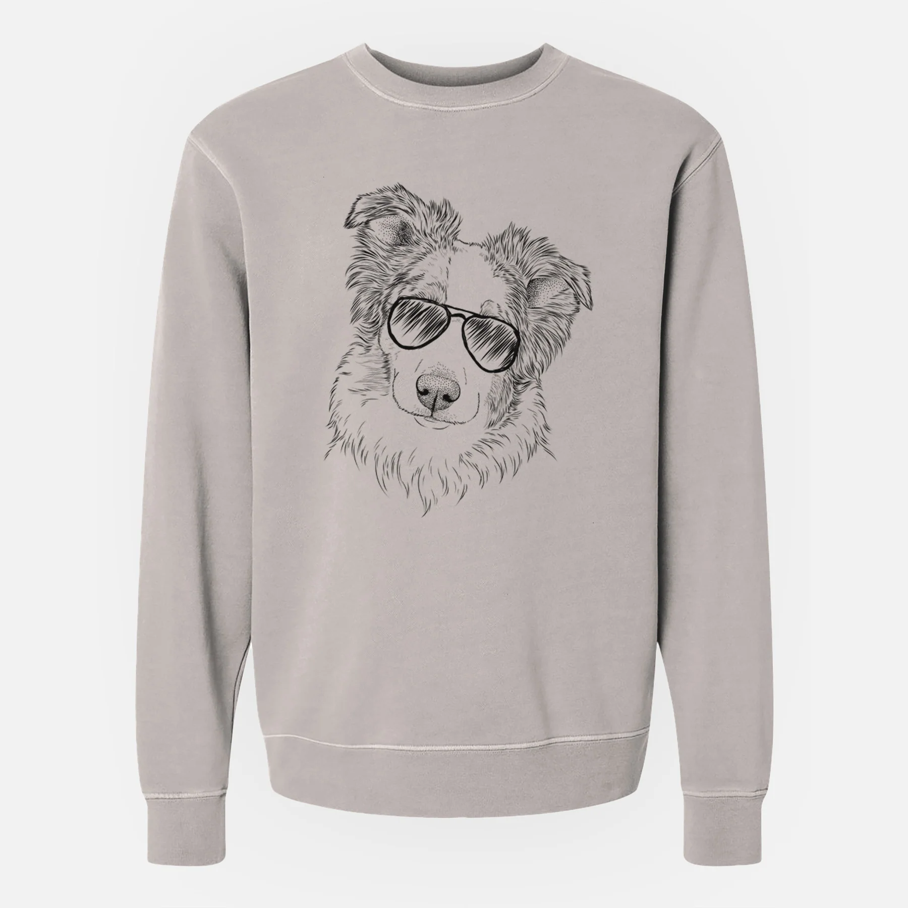 Aviator HoneyBee the Miniature Australian Shepherd - Unisex Pigment Dyed Crew Sweatshirt - Image 2