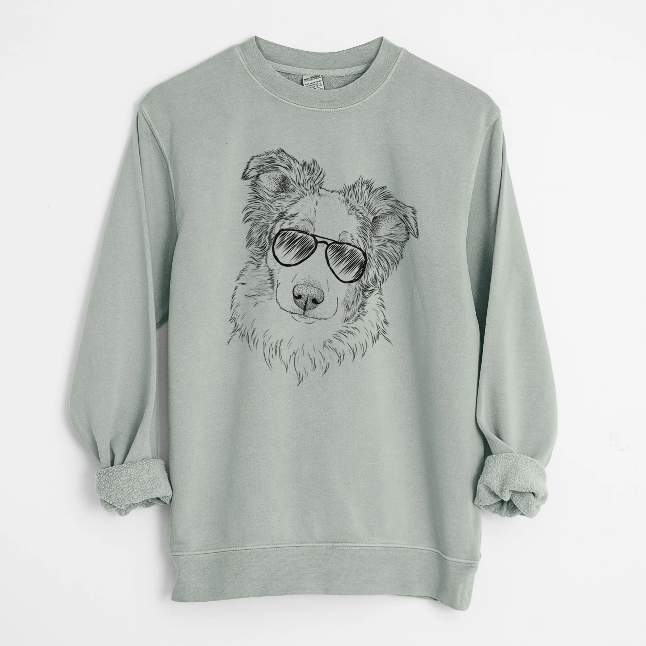 Aviator HoneyBee the Miniature Australian Shepherd - Unisex Pigment Dyed Crew Sweatshirt - Image 7