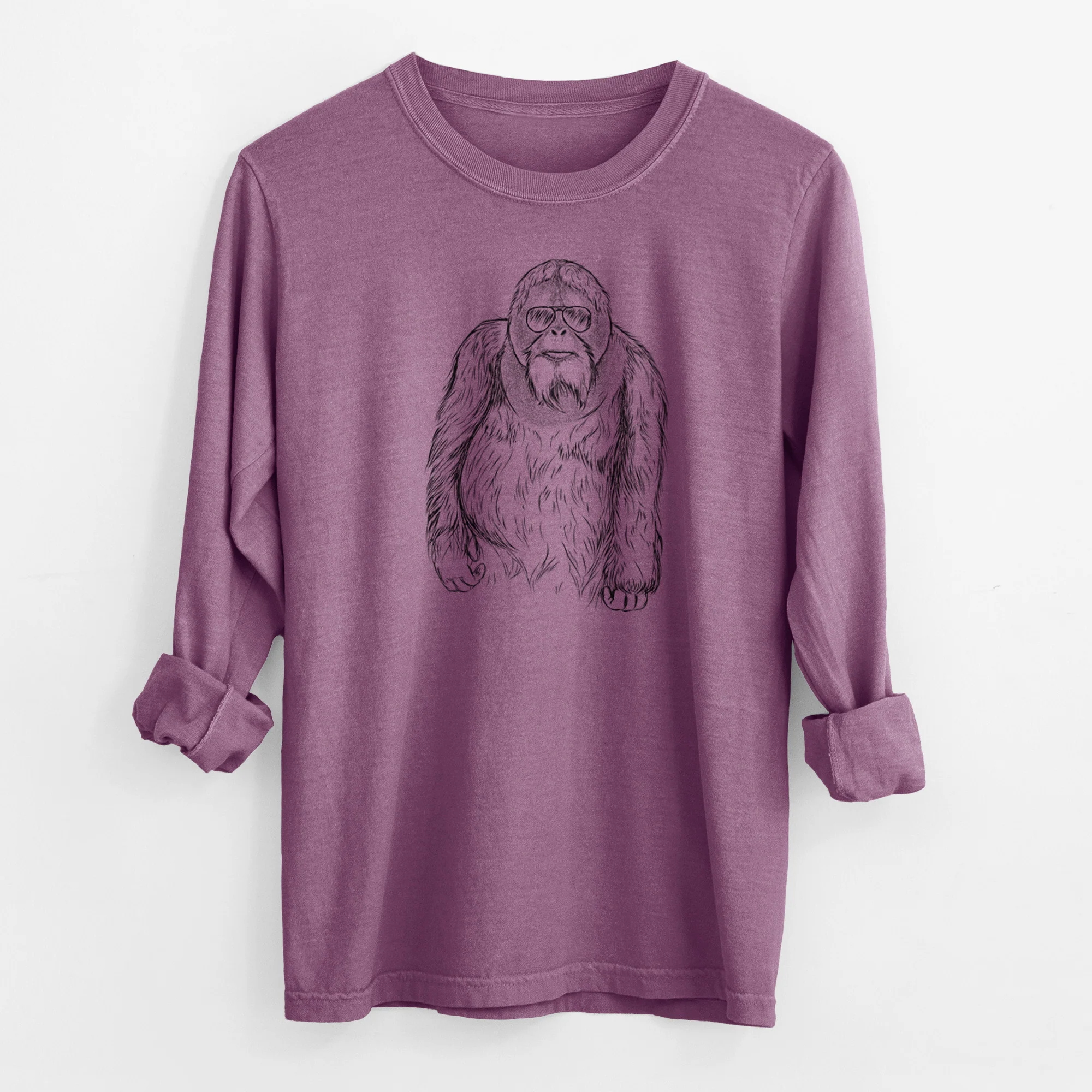 Aviator Horace the Male Orangutan - Men's Heavyweight 100% Cotton Long Sleeve - Image 10