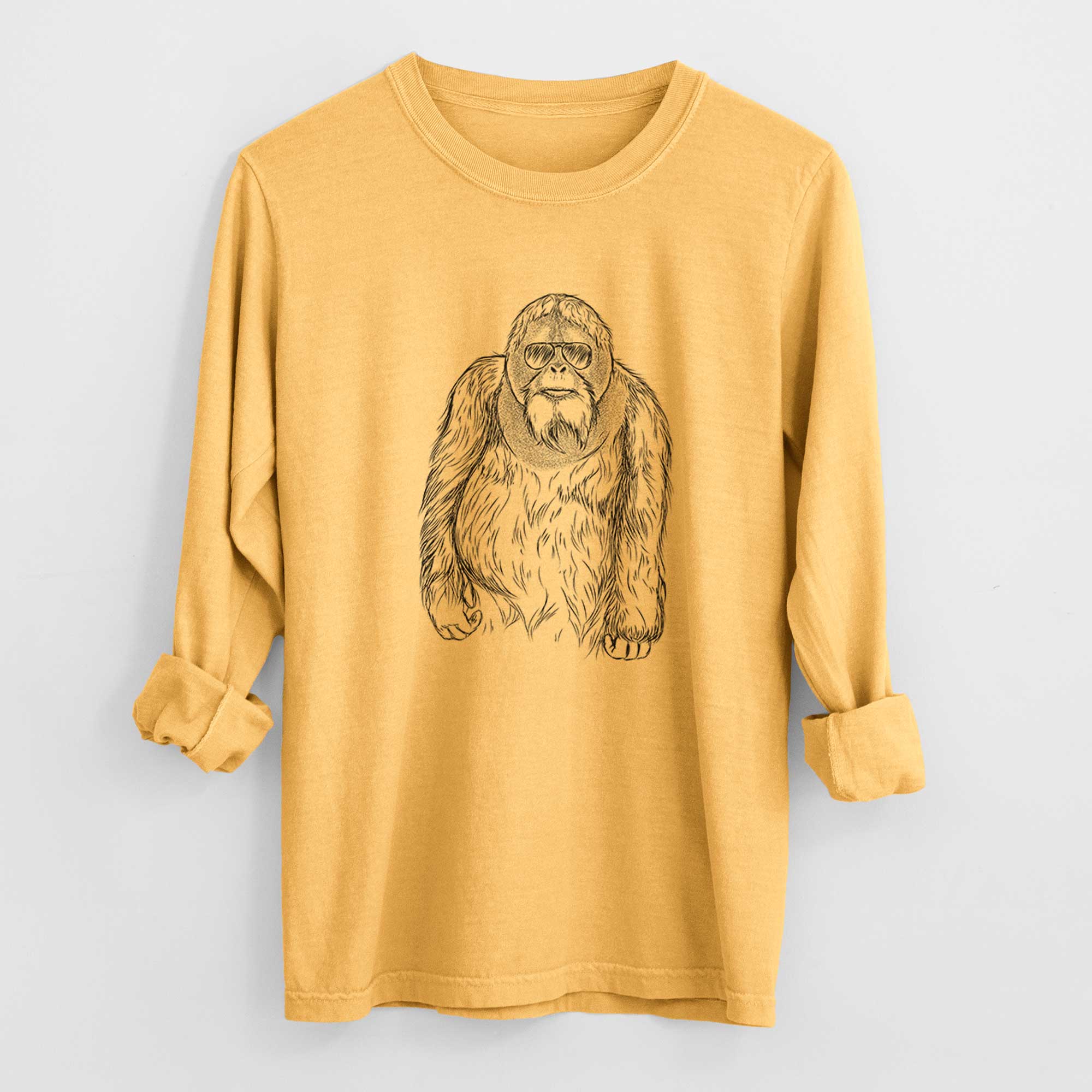 Aviator Horace the Male Orangutan - Men's Heavyweight 100% Cotton Long Sleeve - Image 3