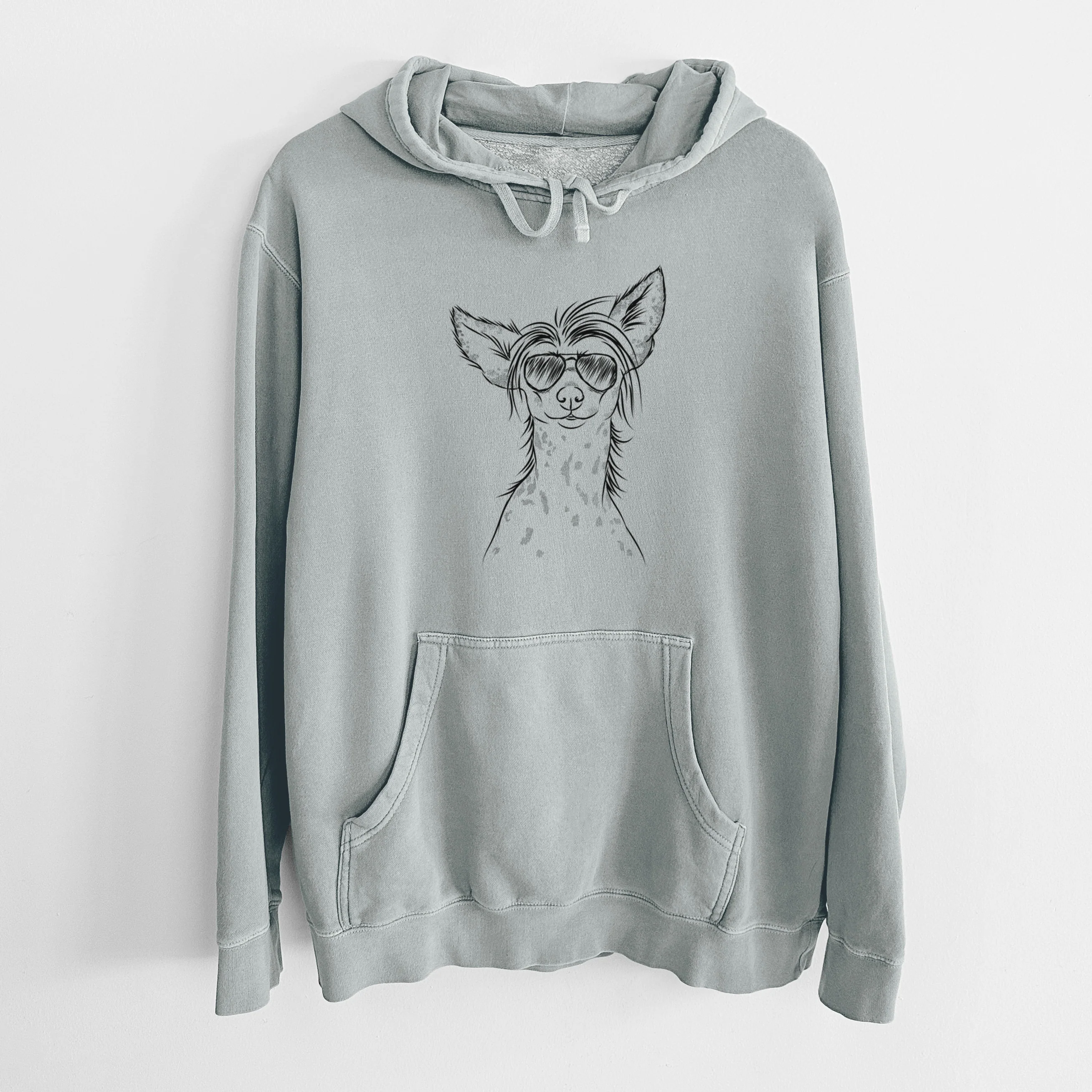 Aviator Hudson the Chinese Crested - Unisex Pigment Dyed Hoodie - Image 7