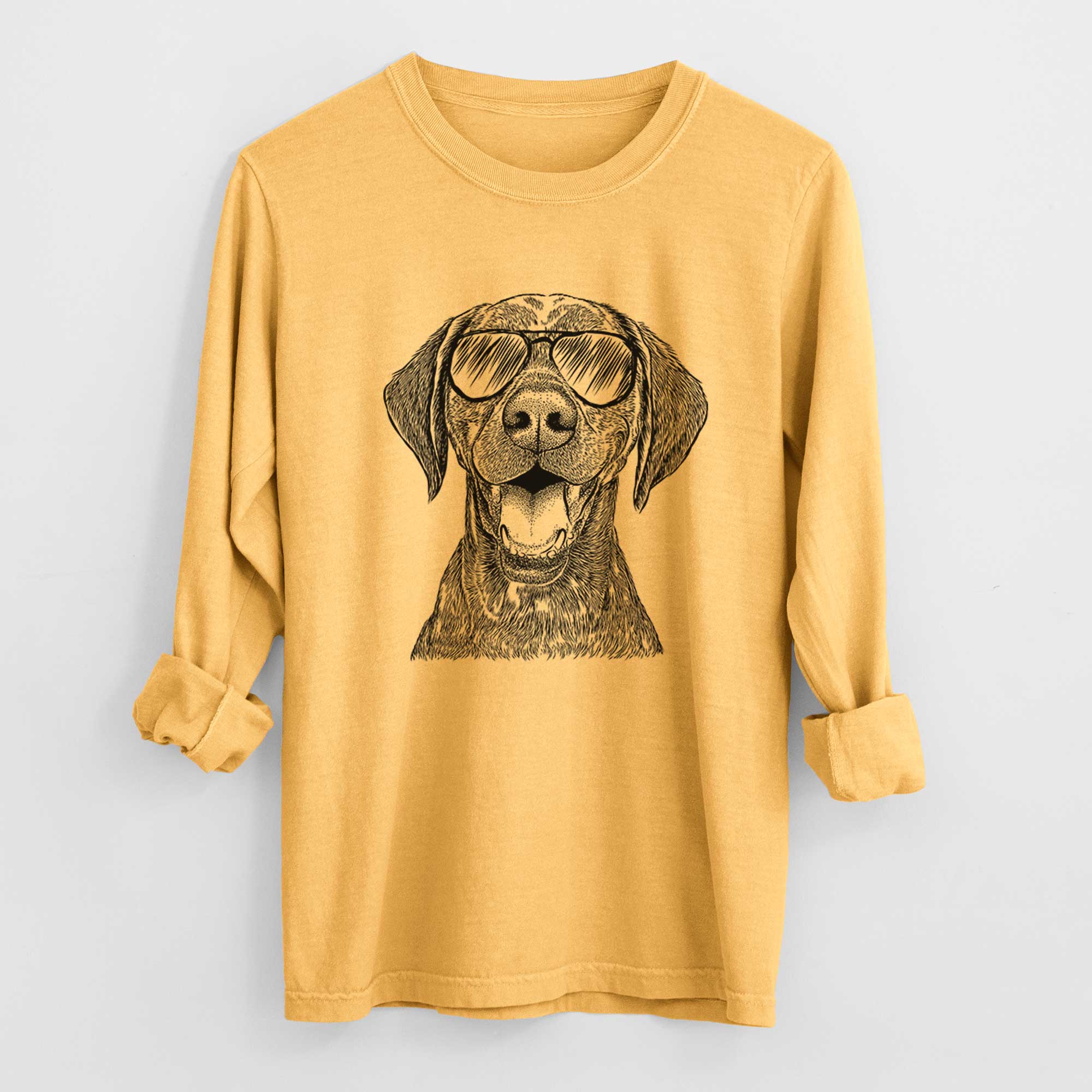 Aviator Hudson the German Shorthaired Pointer - Men's Heavyweight 100% Cotton Long Sleeve - Image 3