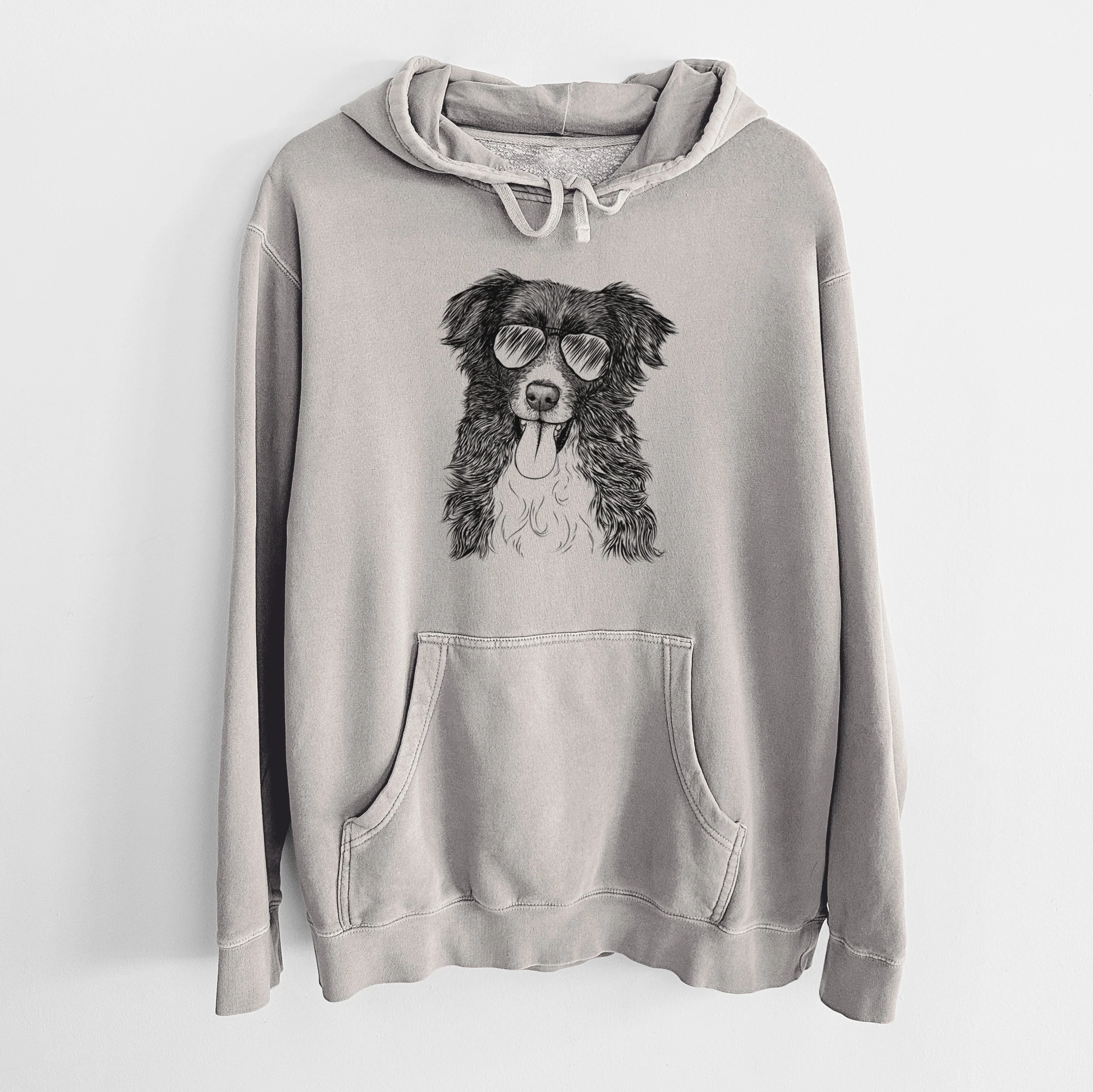 Aviator Indi the Border Collie - Unisex Pigment Dyed Hoodie - Image 5