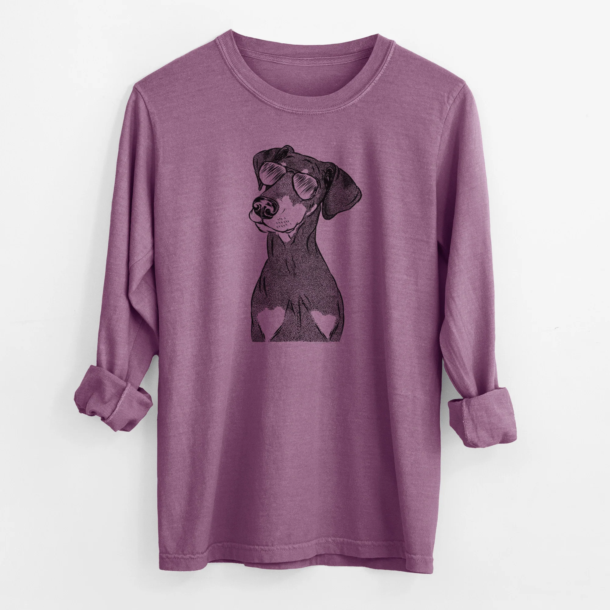 Aviator Iroh the Doberman Pinscher - Men's Heavyweight 100% Cotton Long Sleeve - Image 10