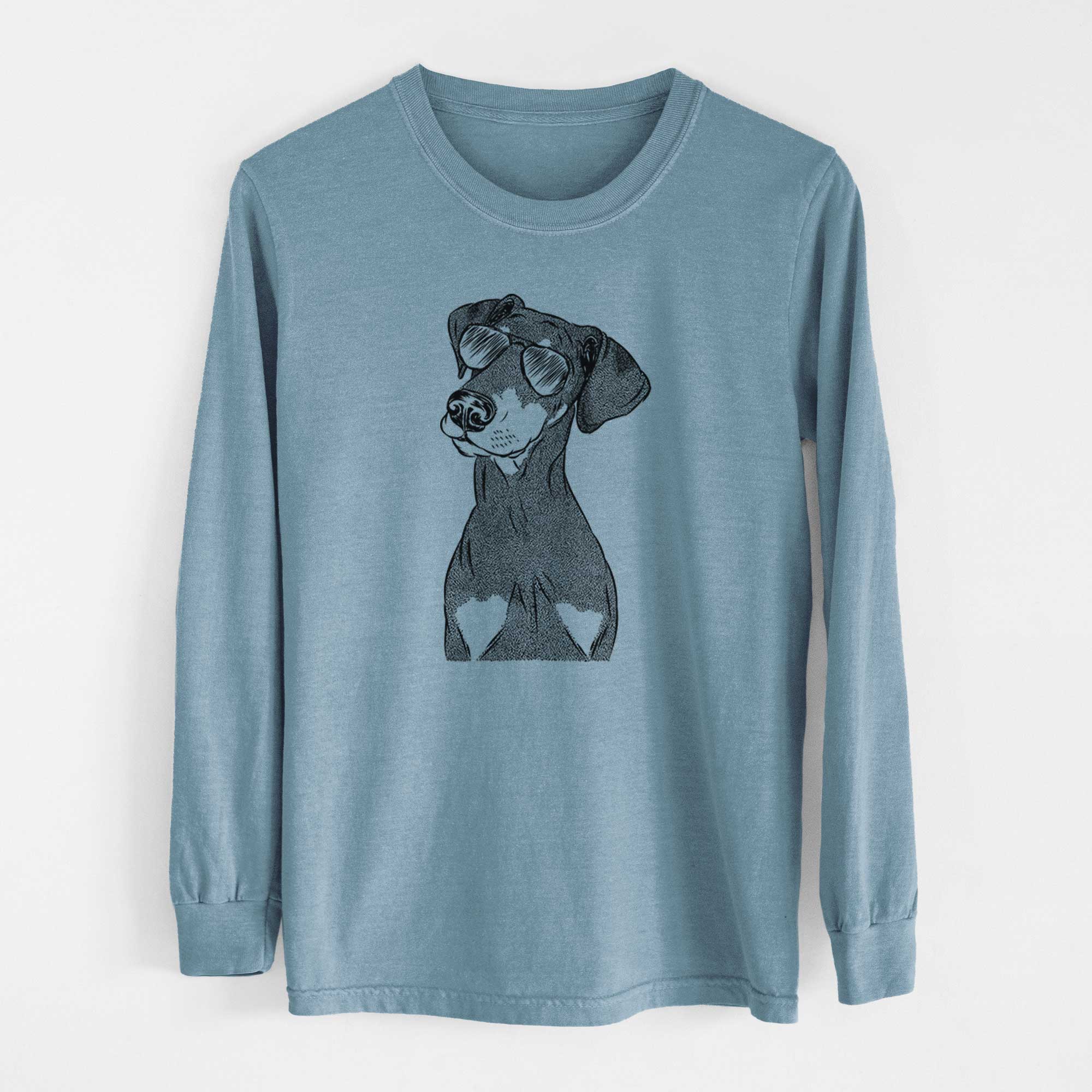 Aviator Iroh the Doberman Pinscher - Men's Heavyweight 100% Cotton Long Sleeve - Image 8