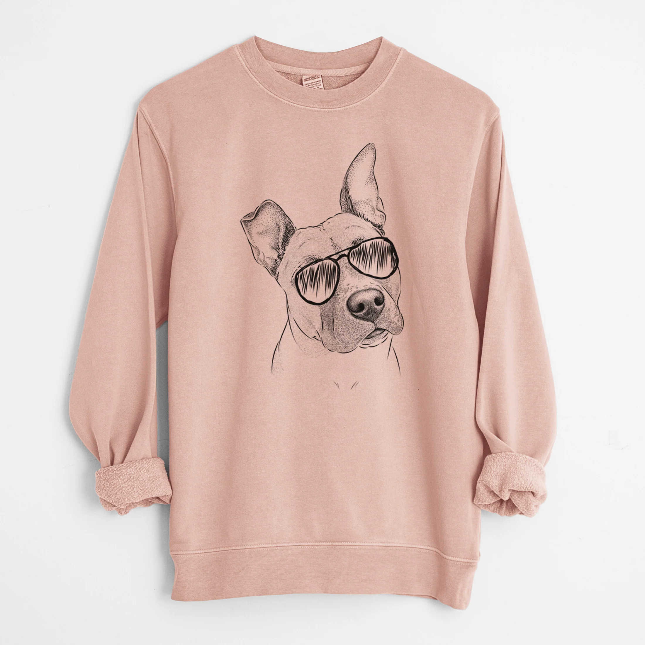 Aviator Ivy the Pitbull Mix - Unisex Pigment Dyed Crew Sweatshirt - Image 5
