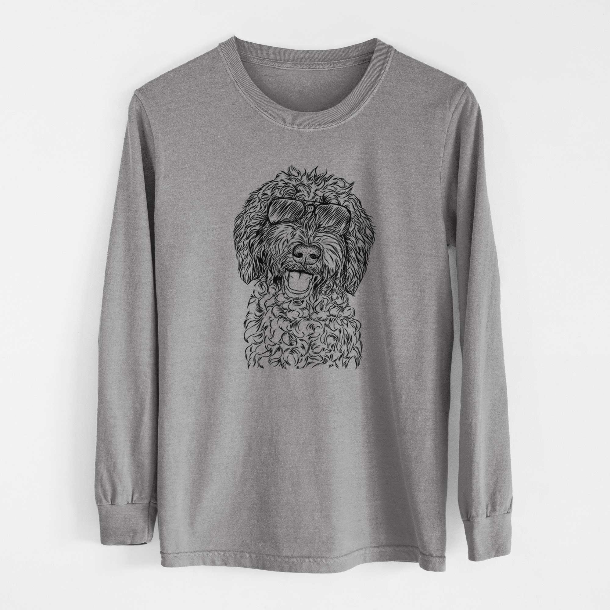 Aviator Jack the Chocolate Labradoodle - Men's Heavyweight 100% Cotton Long Sleeve - Image 7