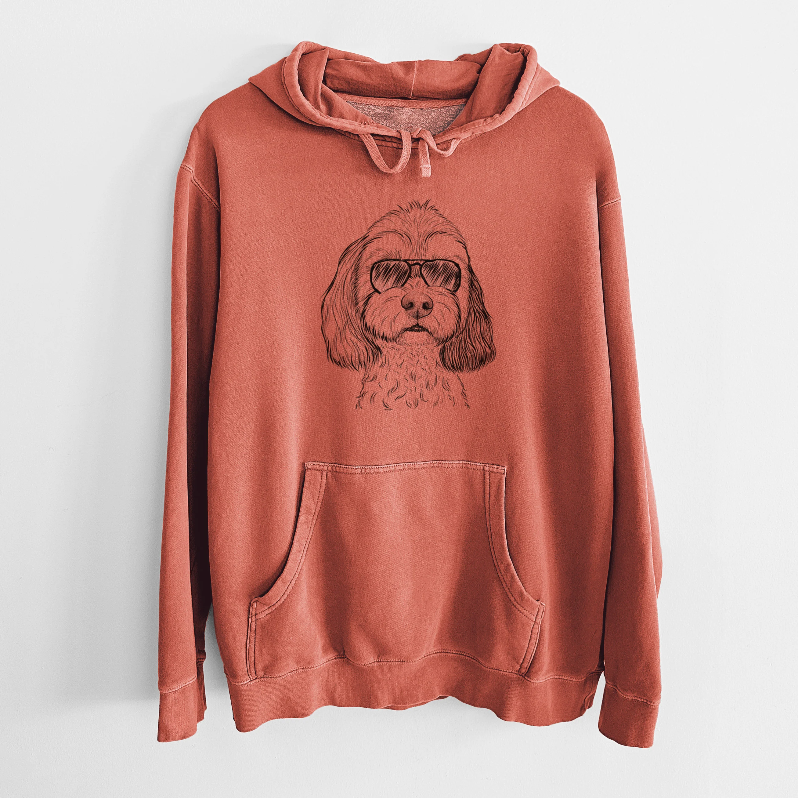 Aviator Jasper Diggins the Cavapoo - Unisex Pigment Dyed Hoodie - Image 8