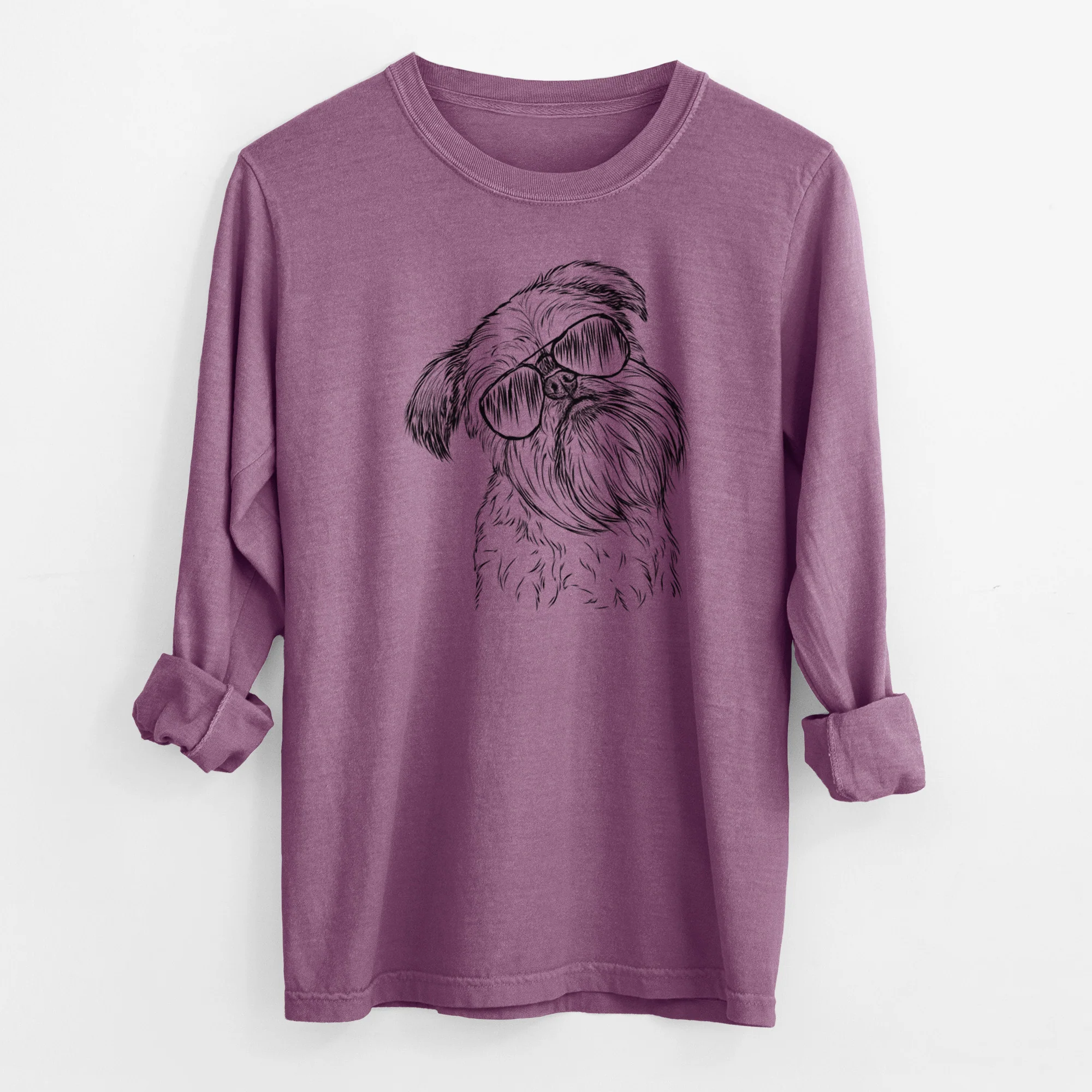 Aviator Jasper Joe the Brussels Griffon - Men's Heavyweight 100% Cotton Long Sleeve - Image 10