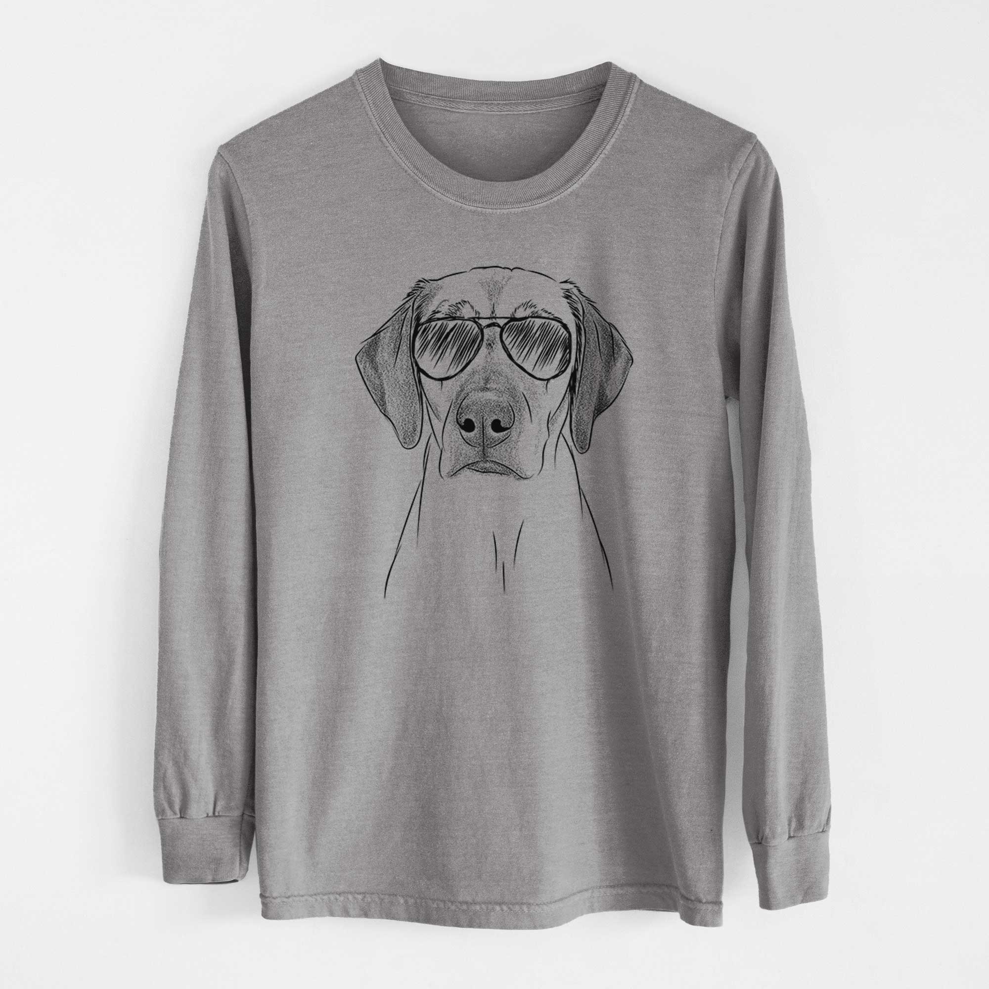 Aviator Jenga the Rhodesian Ridgeback - Men's Heavyweight 100% Cotton Long Sleeve - Image 7