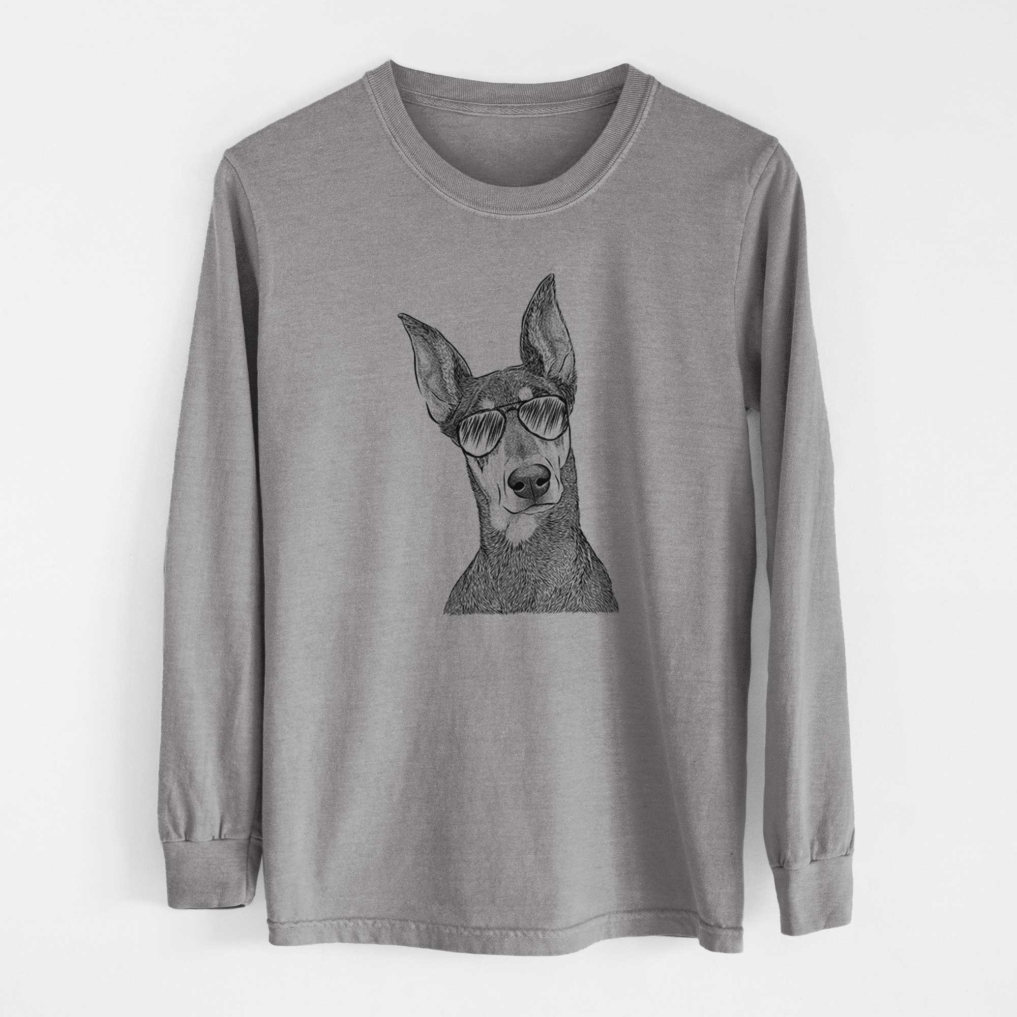 Aviator Jenna the Doberman Pinscher - Men's Heavyweight 100% Cotton Long Sleeve - Image 7