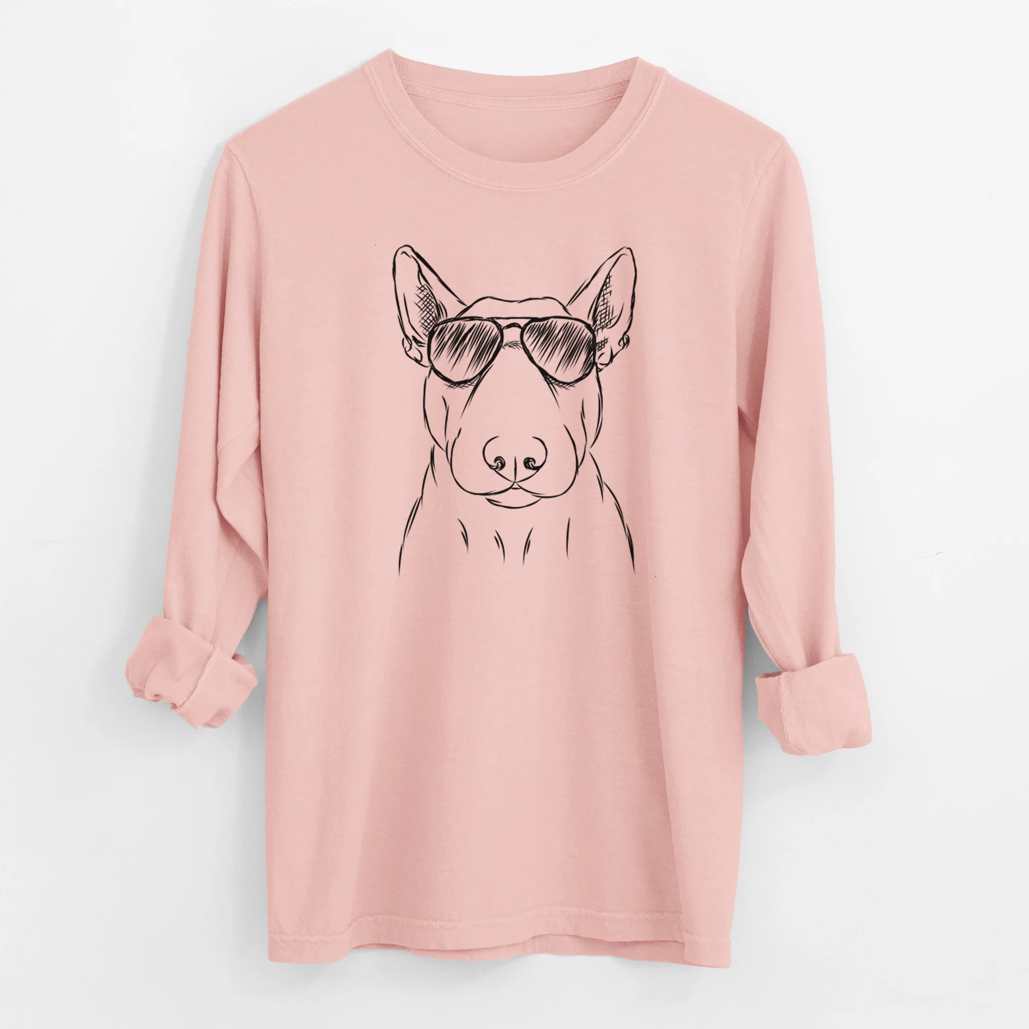 Aviator Jett the Bull Terrier - Men's Heavyweight 100% Cotton Long Sleeve - Image 12