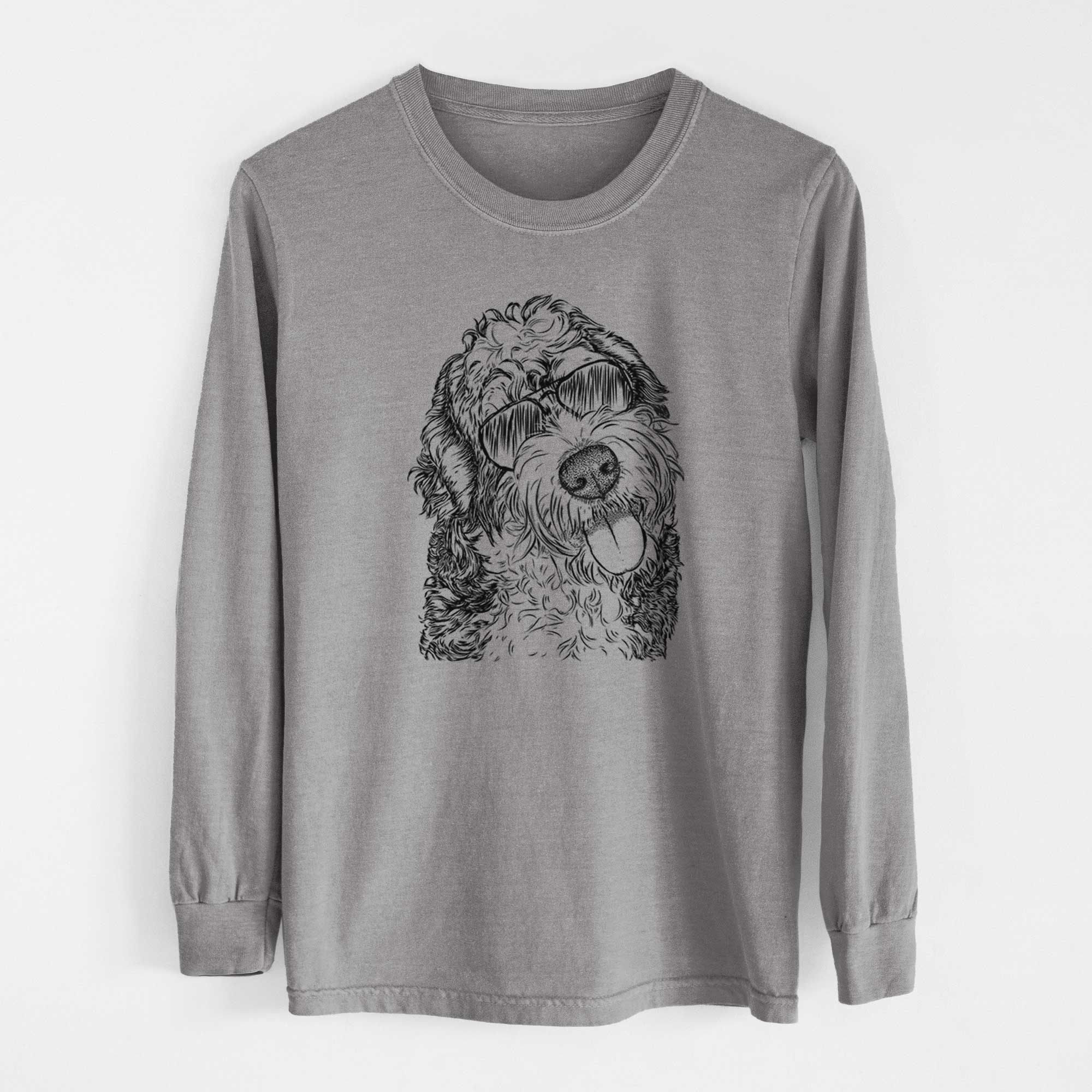 Aviator Kaci the Bernedoodle - Men's Heavyweight 100% Cotton Long Sleeve - Image 7