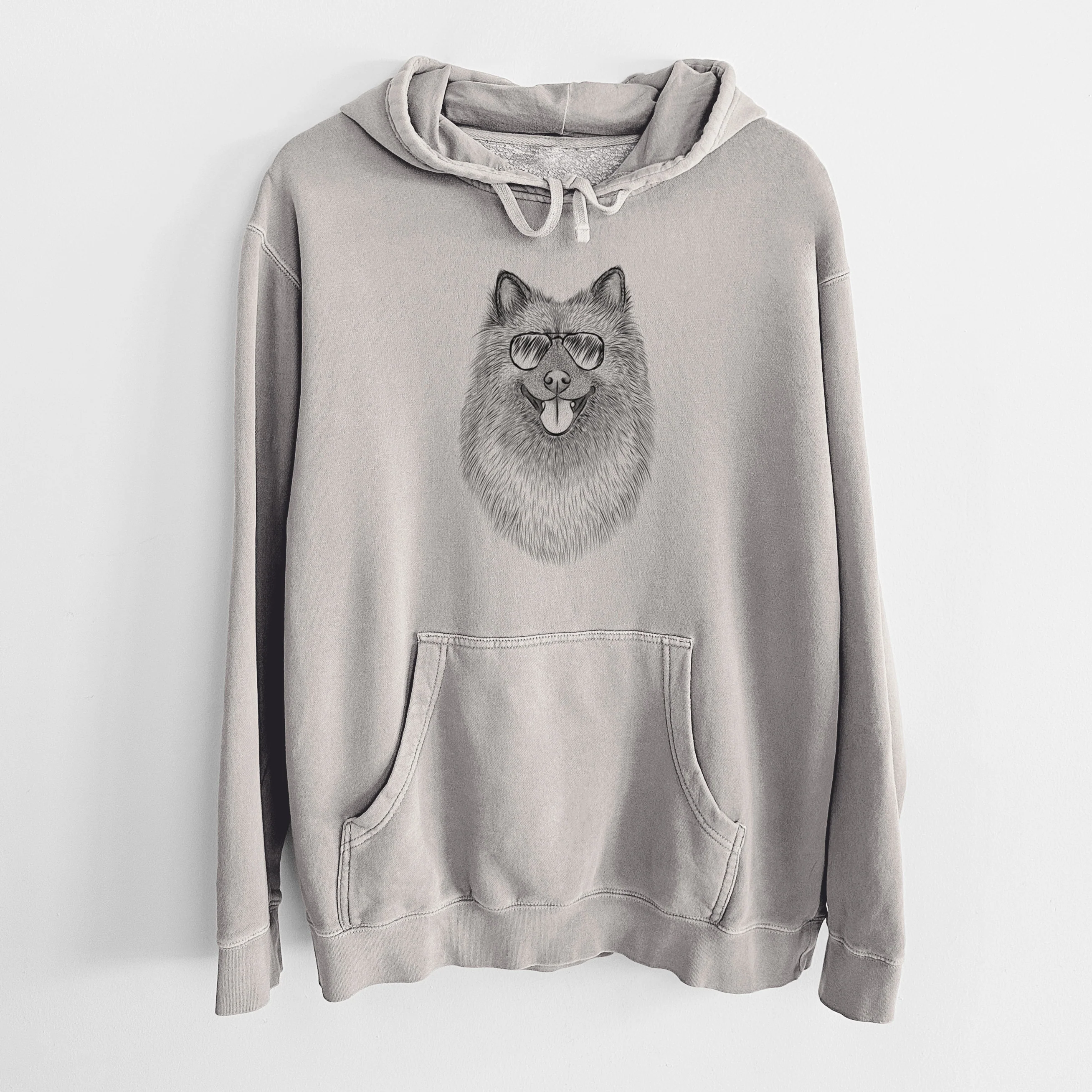 Aviator Kai the Keeshond - Unisex Pigment Dyed Hoodie - Image 5