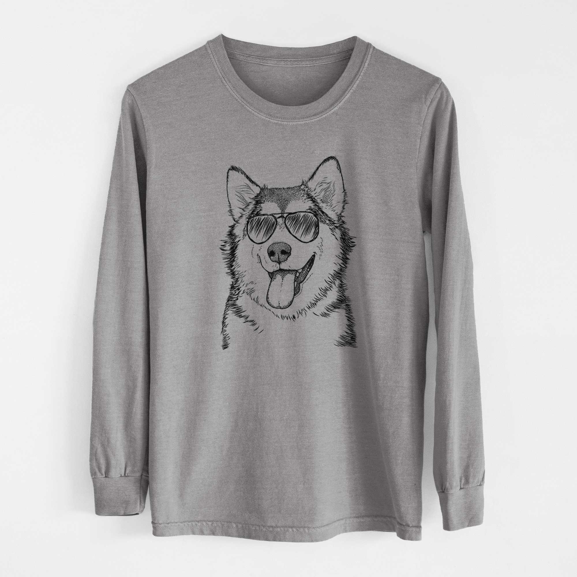 Aviator Kaskae the Alaskan Malamute - Men's Heavyweight 100% Cotton Long Sleeve - Image 7