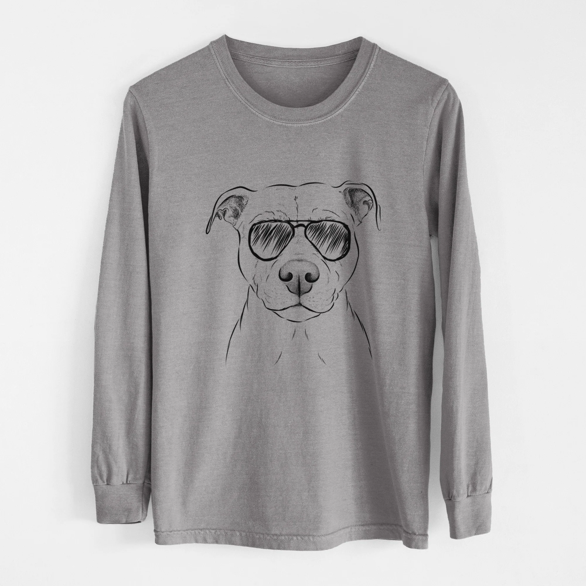 Aviator Khaleesi the Pitbull - Men's Heavyweight 100% Cotton Long Sleeve - Image 7
