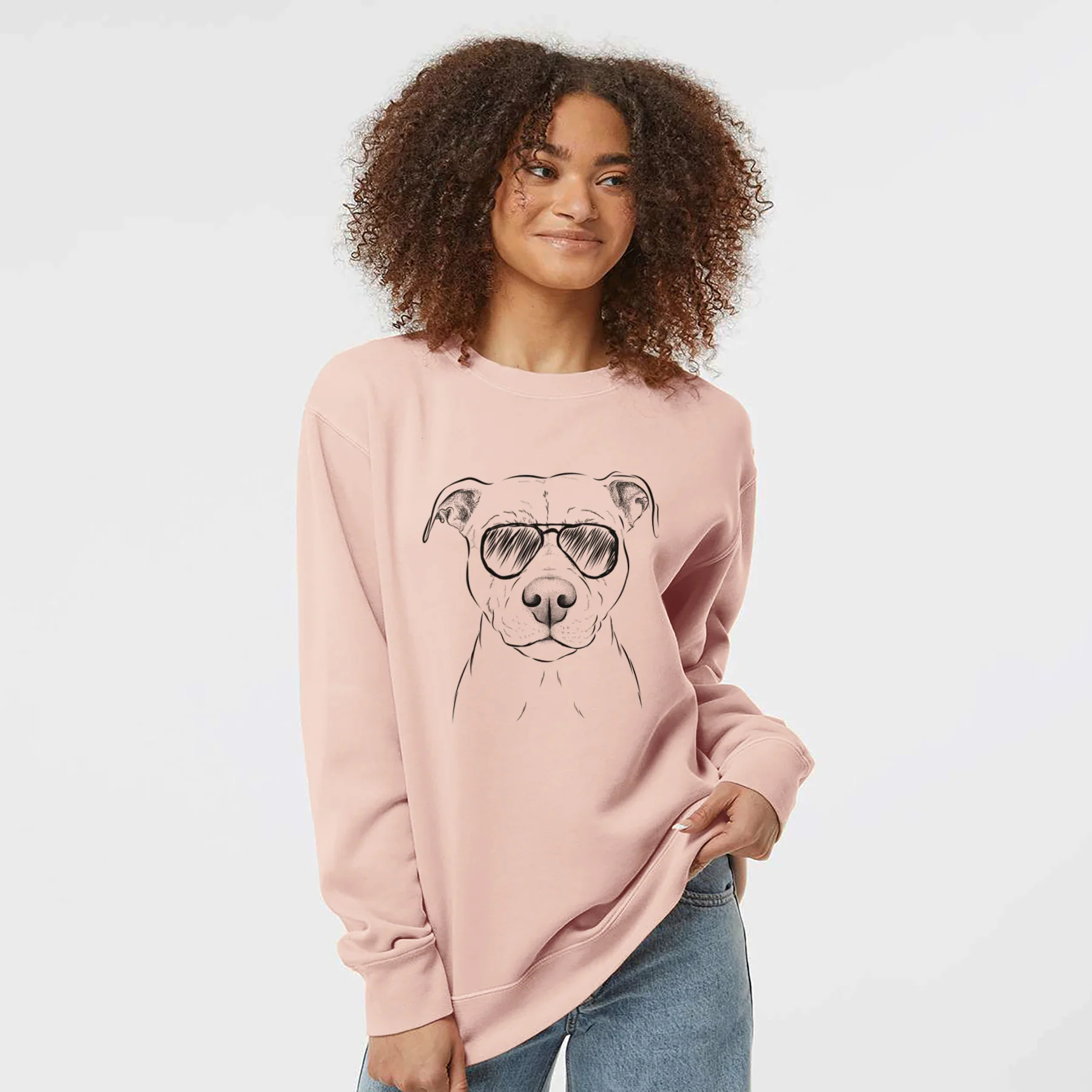 Aviator Khaleesi the Pitbull - Unisex Pigment Dyed Crew Sweatshirt - Image 3