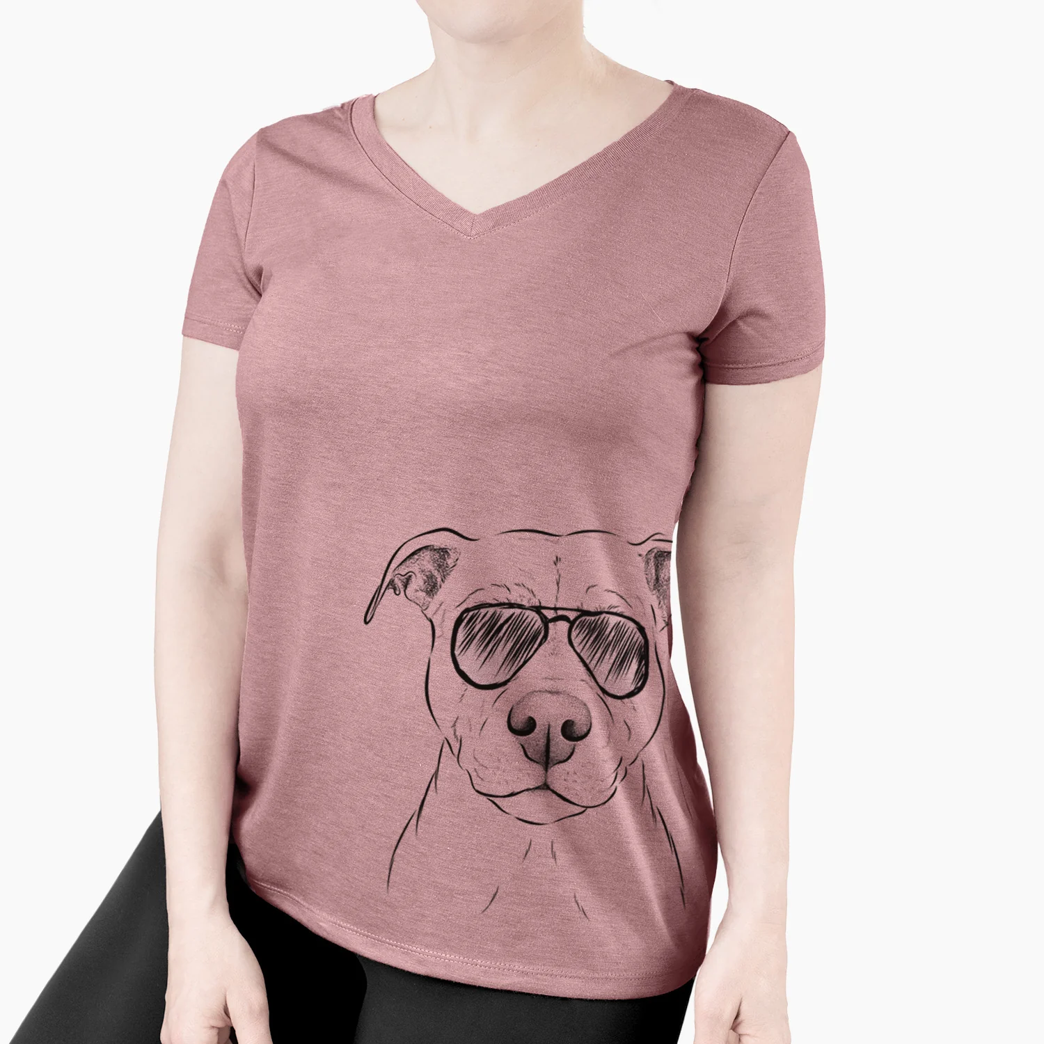 Aviator Khaleesi the Pitbull - Women's V-neck Shirt - Image 4
