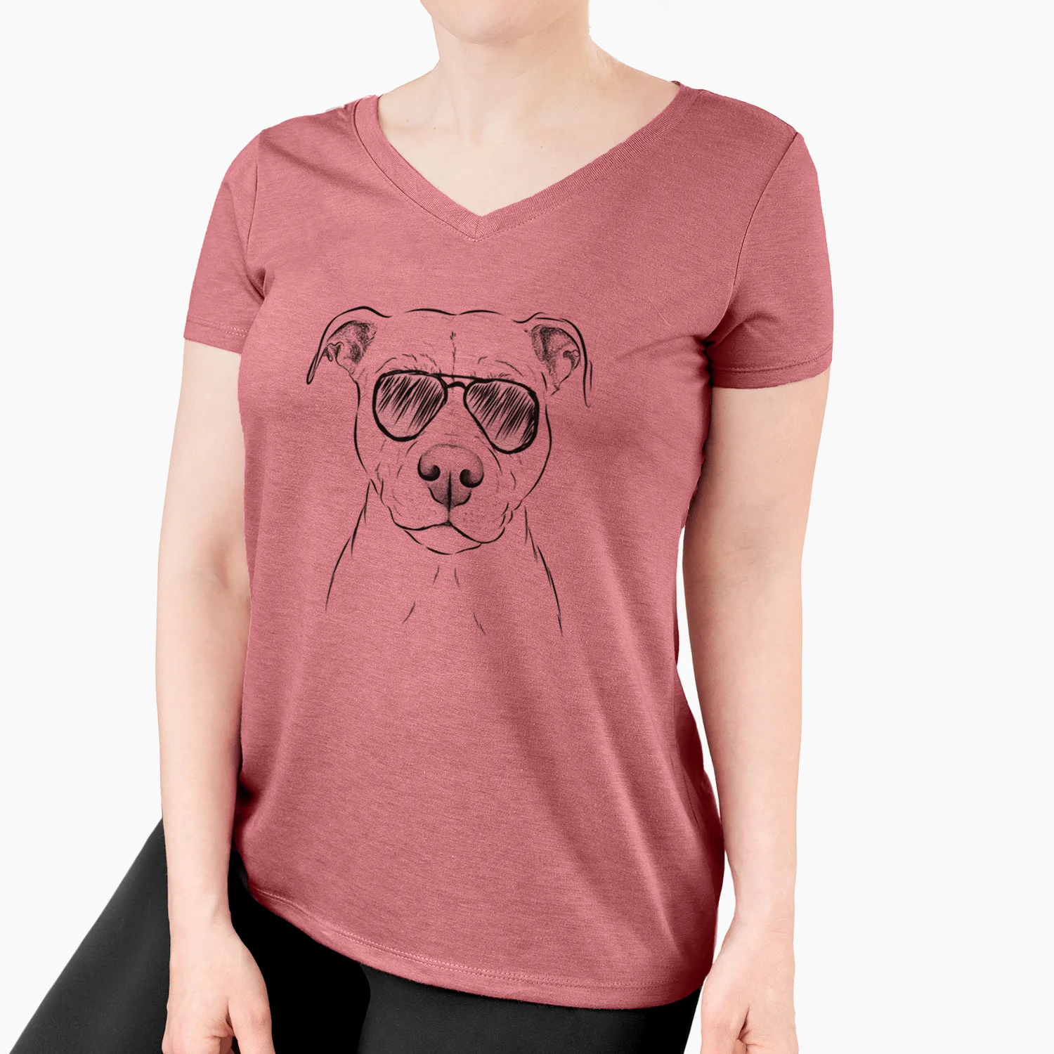 Aviator Khaleesi the Pitbull - Women's V-neck Shirt - Image 7