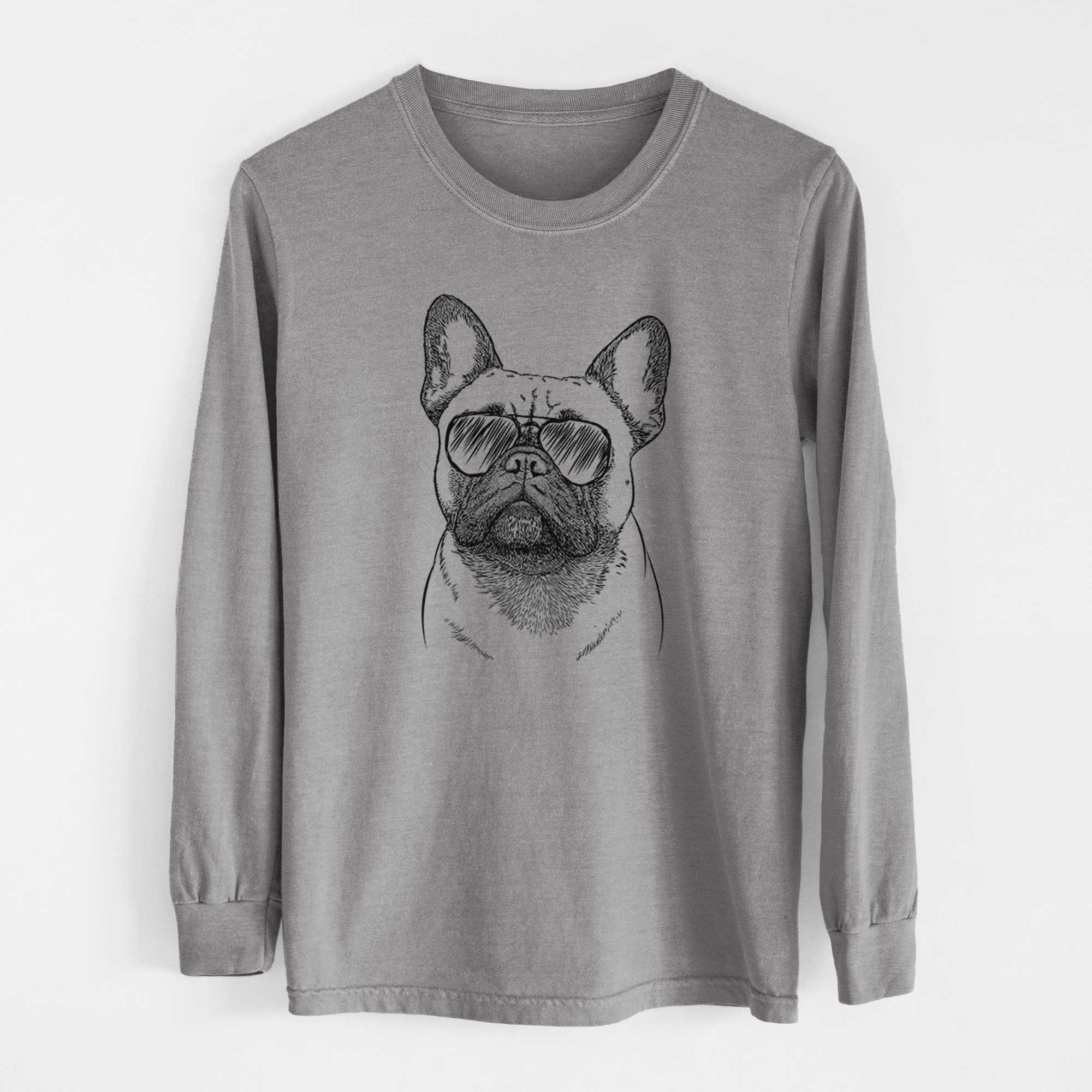 Aviator Kingsleigh the French Bulldog - Men's Heavyweight 100% Cotton Long Sleeve - Image 7