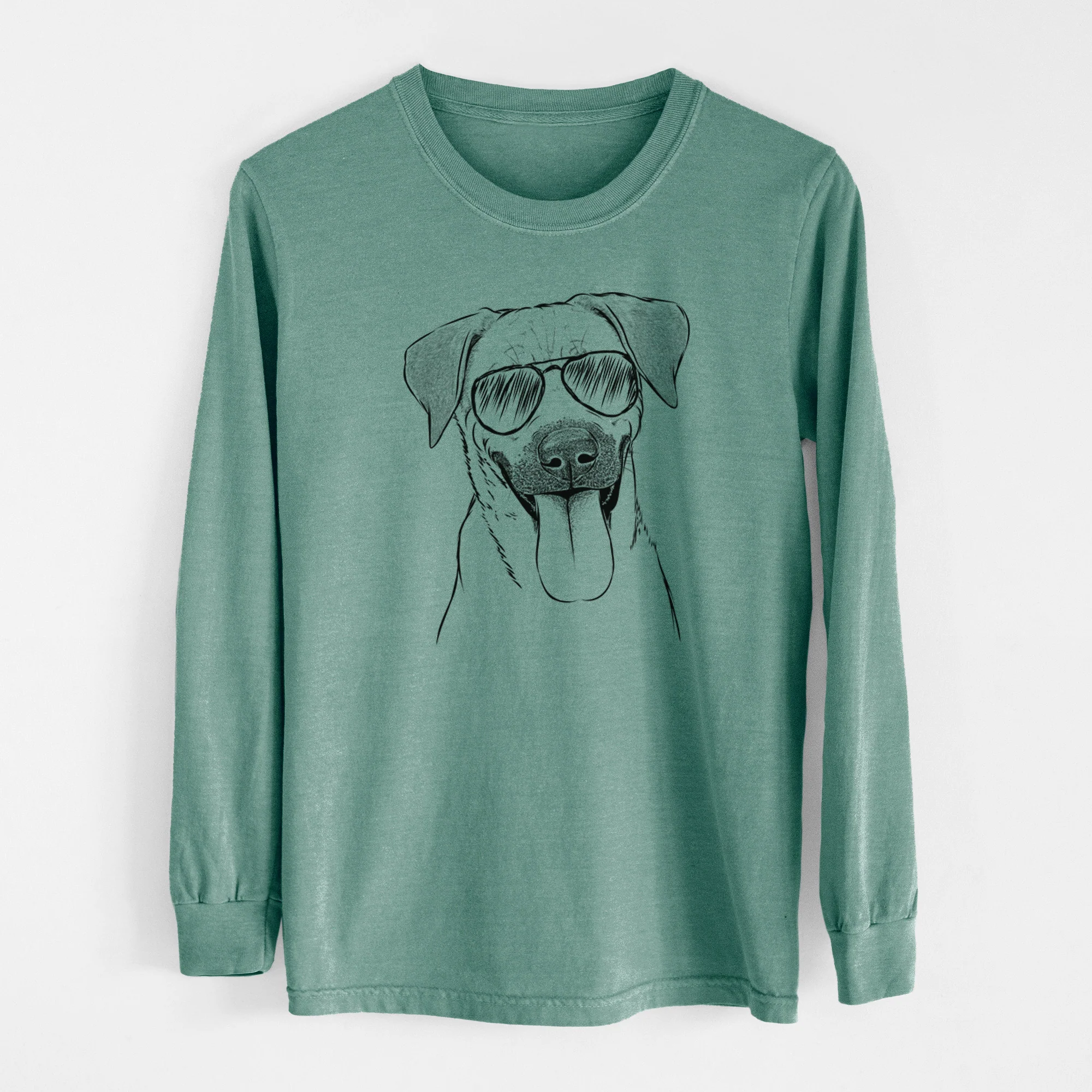 Aviator Koda the Black Mouth Cur - Men's Heavyweight 100% Cotton Long Sleeve - Image 13