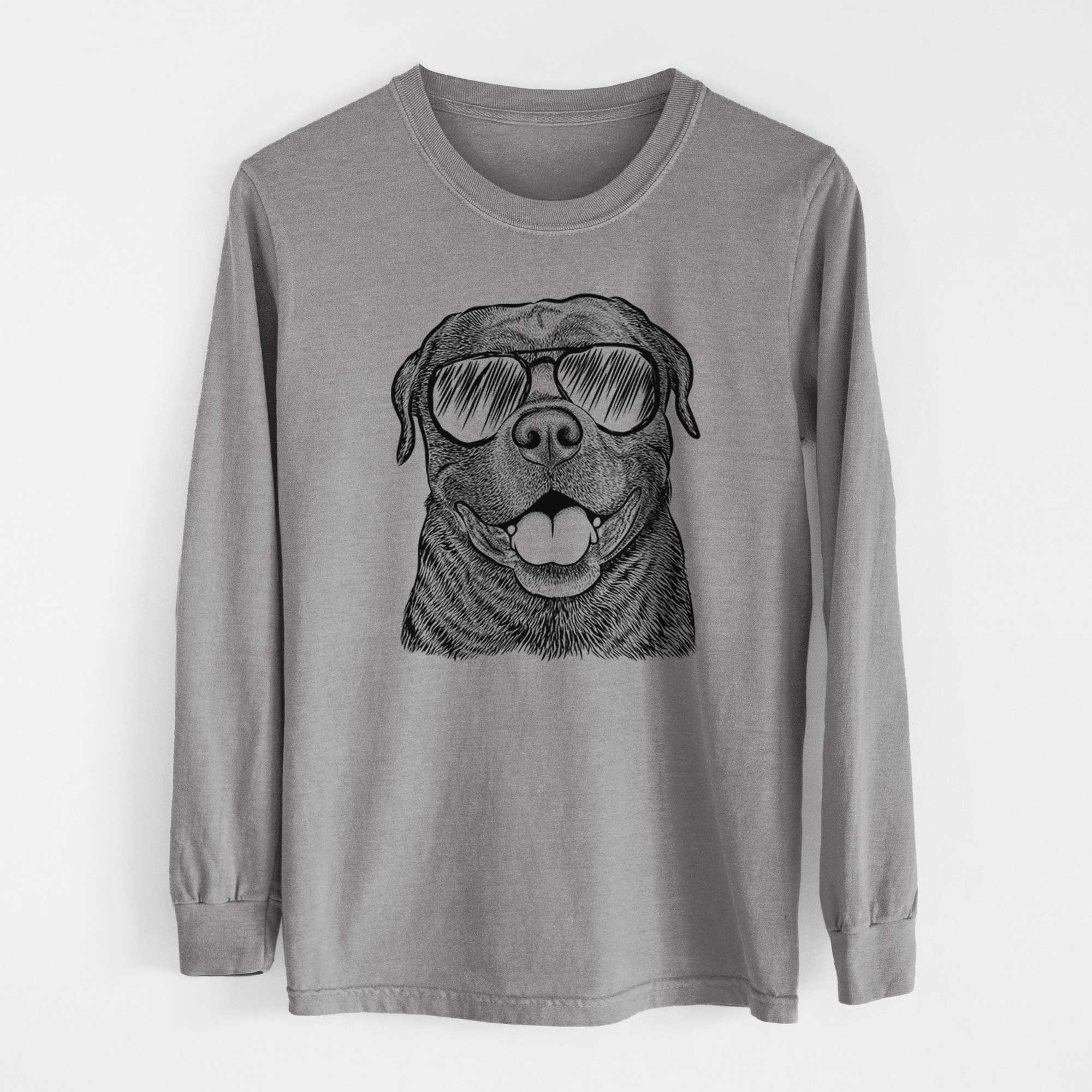 Aviator Kojak the Rottweiler - Men's Heavyweight 100% Cotton Long Sleeve - Image 7