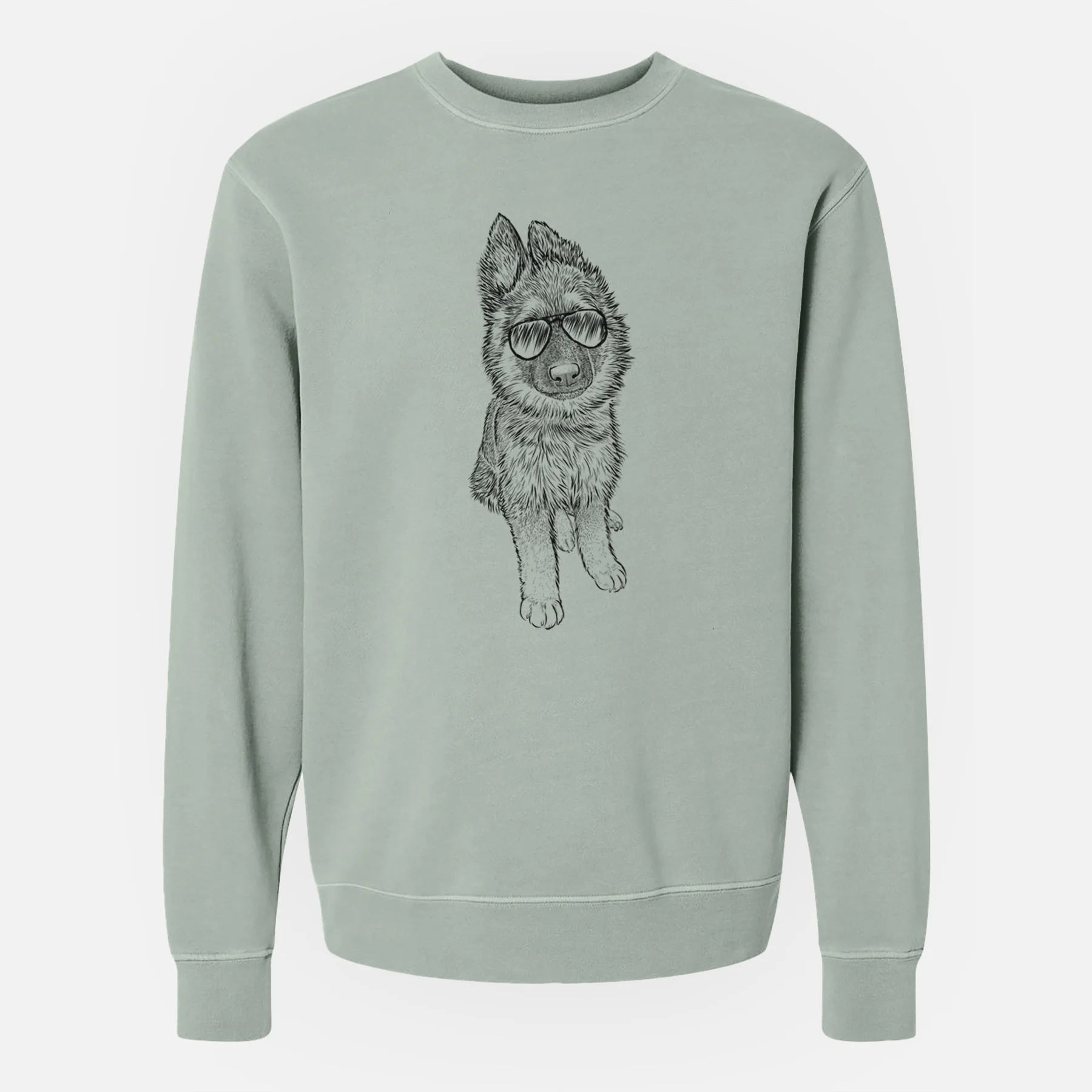 Aviator Kuyo the German Shepherd - Unisex Pigment Dyed Crew Sweatshirt - Image 4